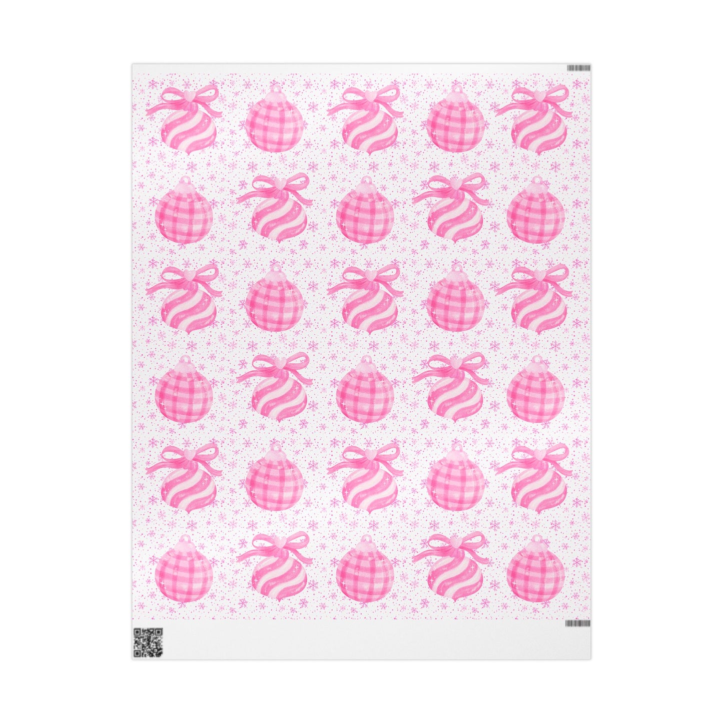 Pink Holiday Ornaments Gift Wrap – Cute Christmas Wrapping Paper