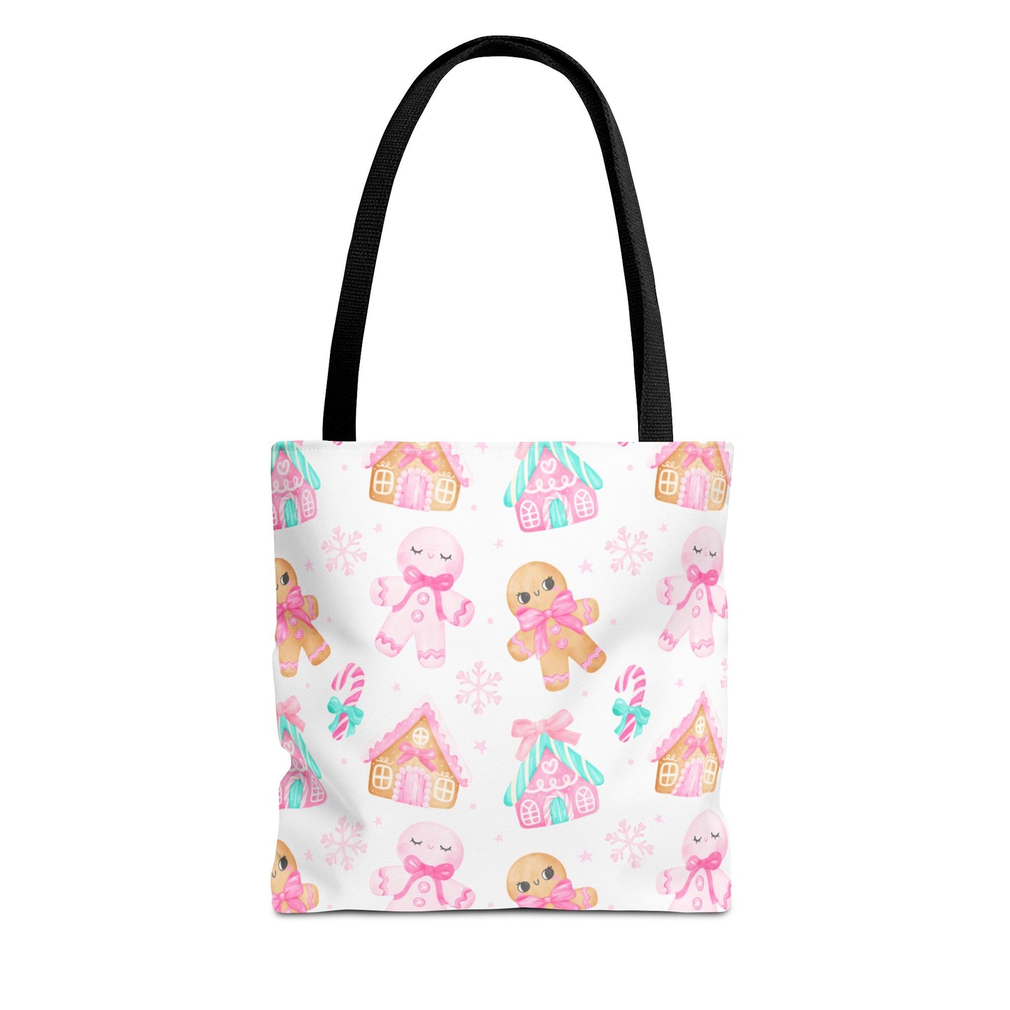 Pink Gingerbread Tote Bag | Cute Candy Cane Gift Bag, Christmas Shopping, Festive Holiday Tote, Winter Carryall, Seasonal Accessory