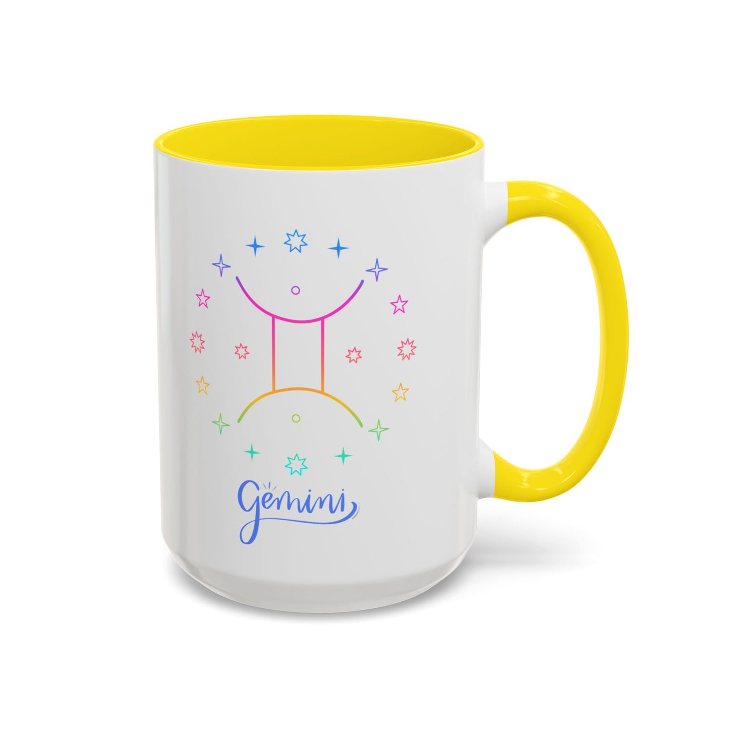 Gemini Starry Accent Coffee Mug - Colorful Horoscope Gift, Astrology Mug, Zodiac Lover Cup, Unique Birthday Present, Celestial Drinkware