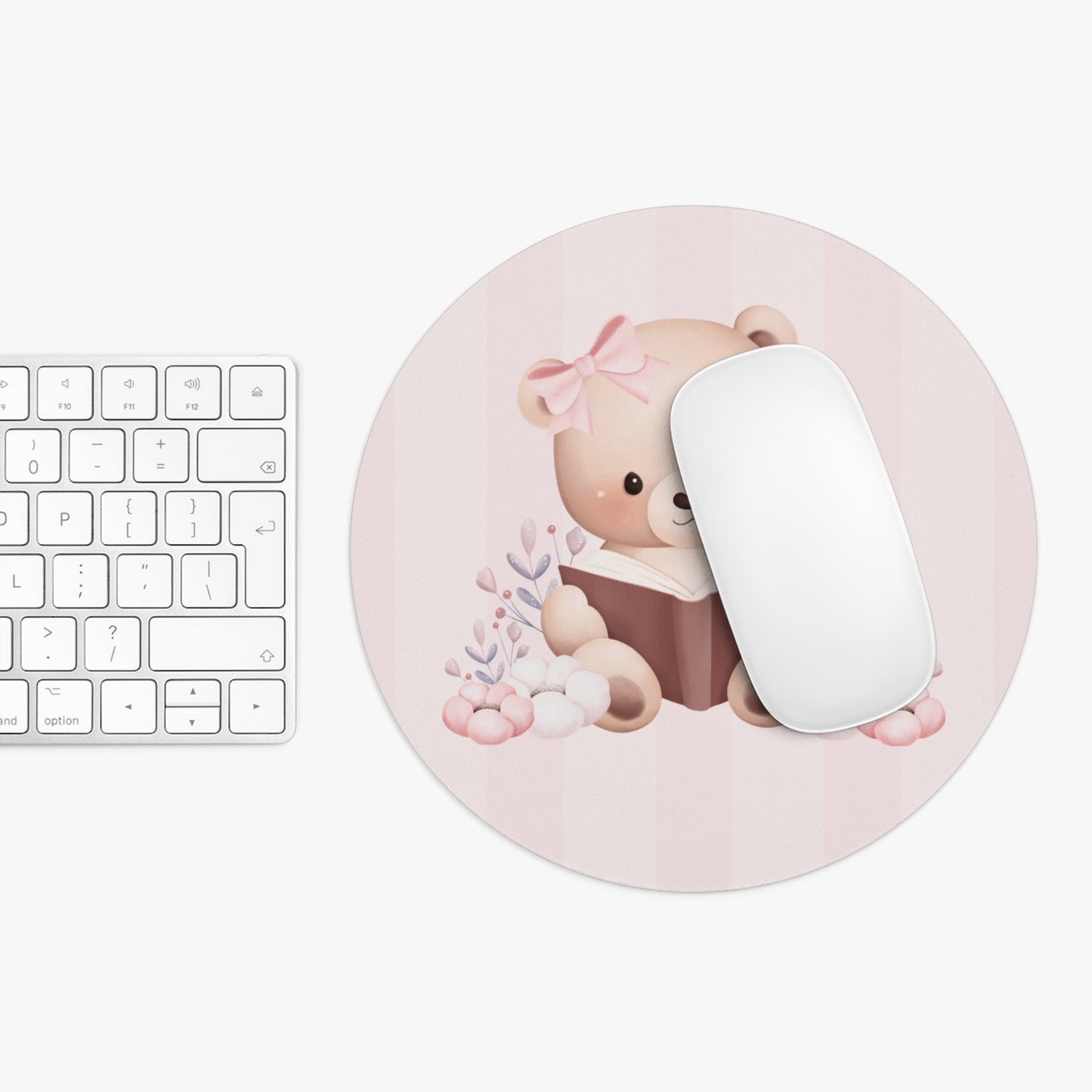 Cute Bear Reading Mouse Pad, Desk Accessory, Gift for Students, Home Office Decor, Personalized Mouse Pad