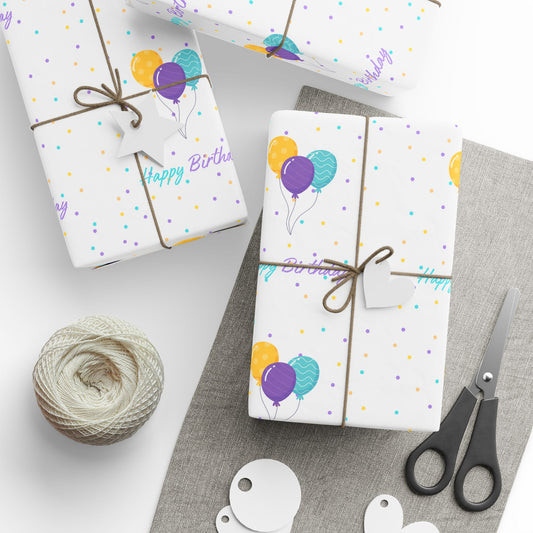 Colorful Balloons Birthday Wrapping Paper | Fun Gift Wrap for All Ages