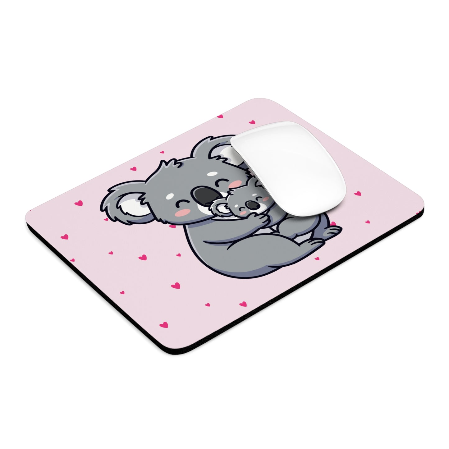 Cute Koala Mom & Baby Pink Mouse Pad