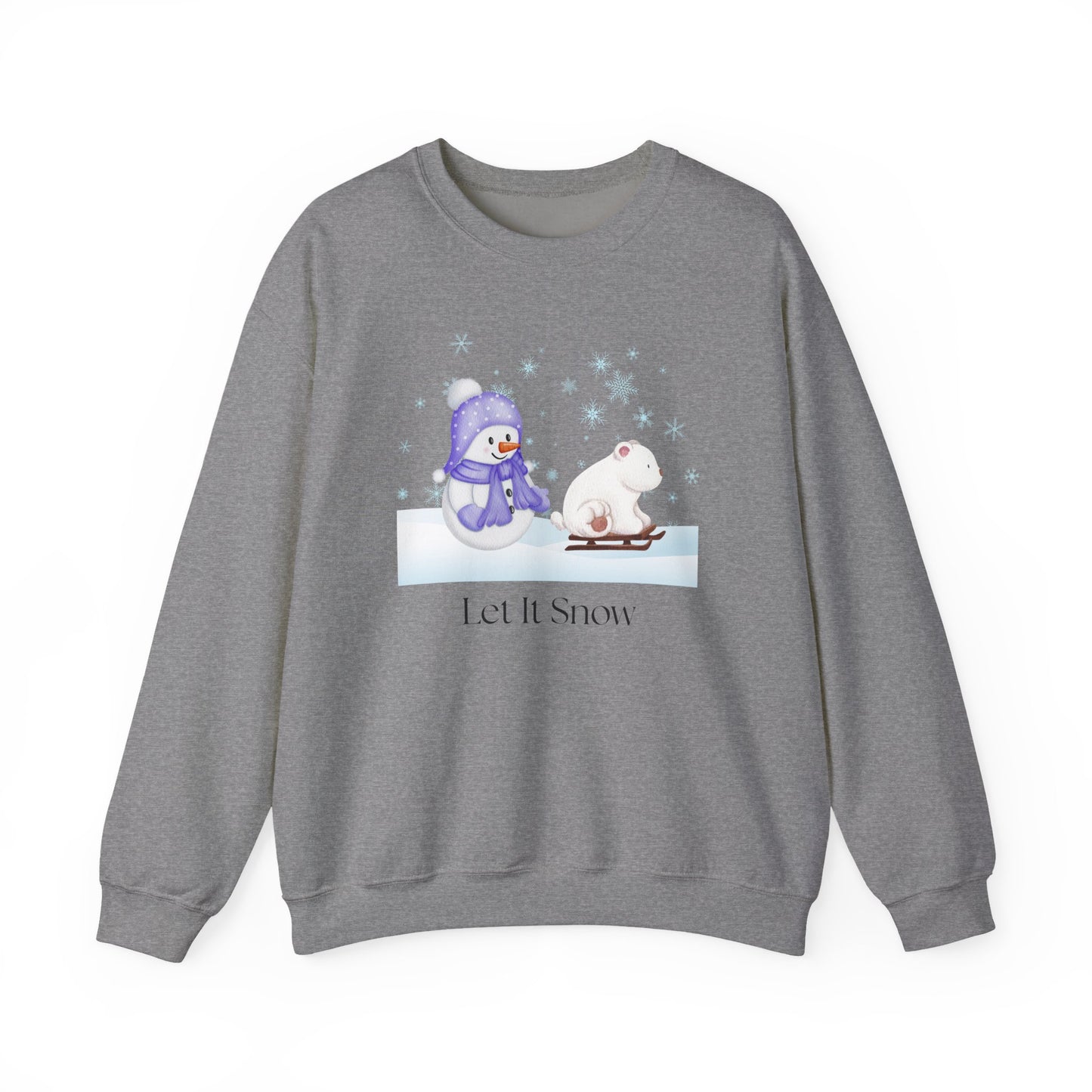 Let It Snow Sweatshirt, Cute Snowman and Polar Bear Winter Scene | Cozy Holiday Crewneck for Christmas an Winter Lovers