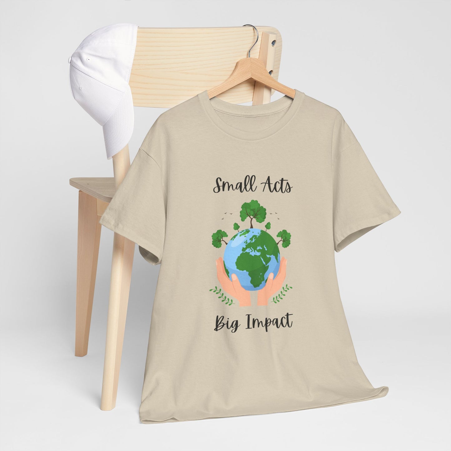 Eco-Friendly Unisex Heavy Cotton Tee, Small Acts Big Impact Shirt, Sustainable Fashion, Gift for Earth Lovers, Everyday Casual Wear