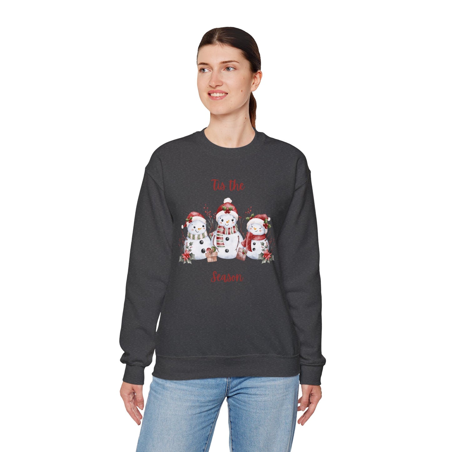“’Tis the Season” Snowman Sweatshirt – Cozy Unisex Christmas Pullover