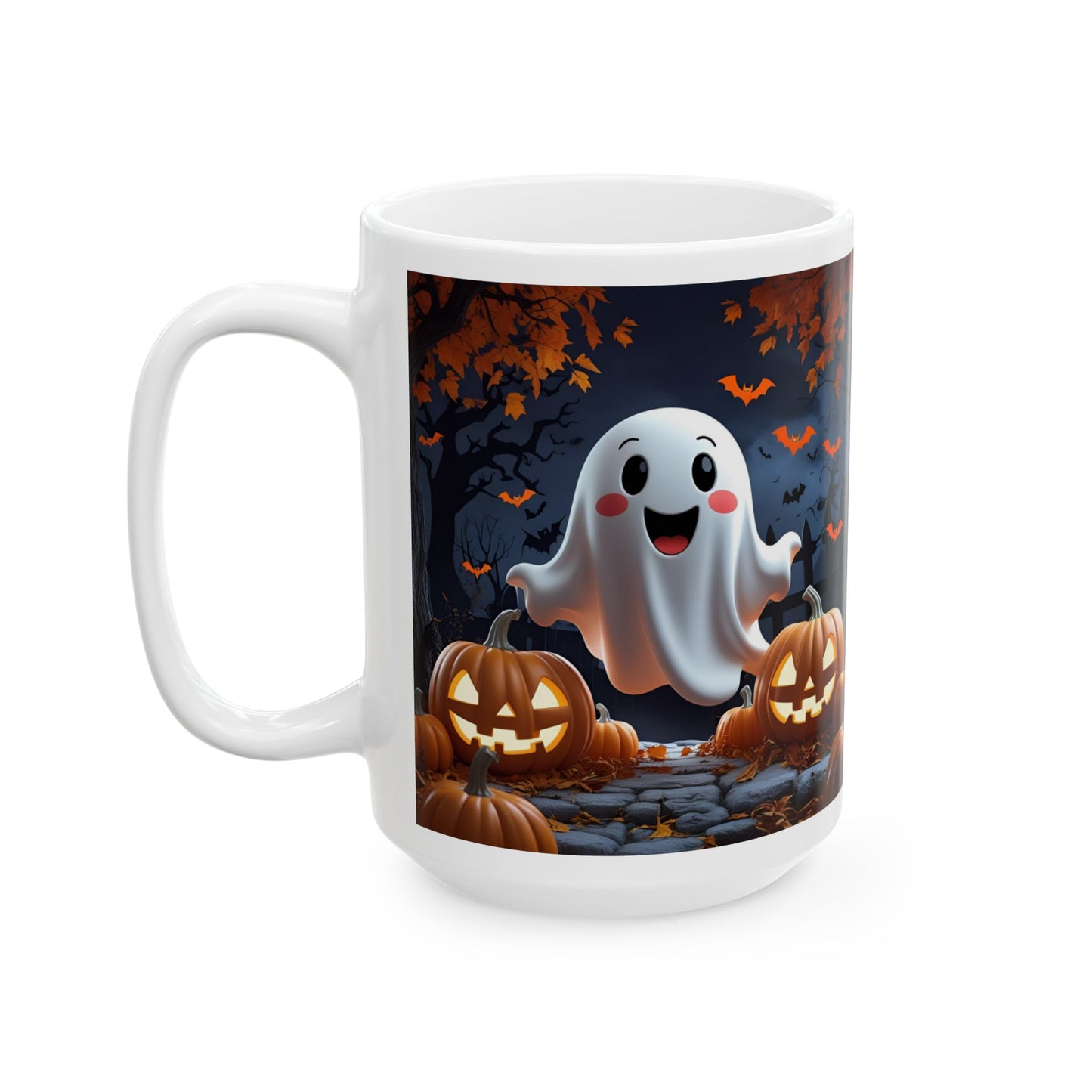Ghostly Ceramic Mug, Halloween Spooky Pumpkins Gift, Cute Cartoon Cup, Tea Coffee Drinkware, Haunted Seasonal Decor, Scary Kitchen