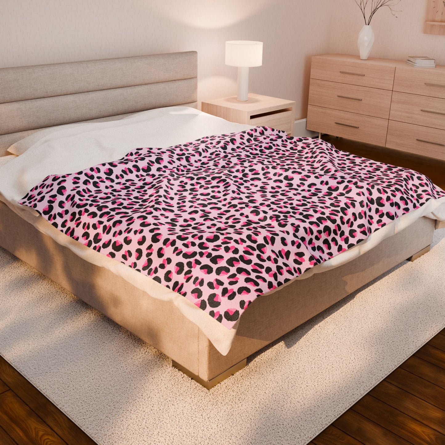 Pink Leopard Print Plush Blanket | Cozy Throw for Home, Perfect Gift for Kids, Living Room Decor