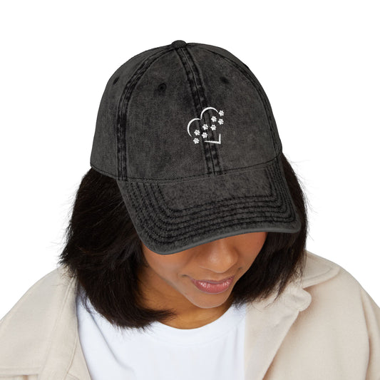 Paw Print Heart Vintage Embroidered Cap, Pet Lovers, Gift for Pet Parents, Animal Lovers