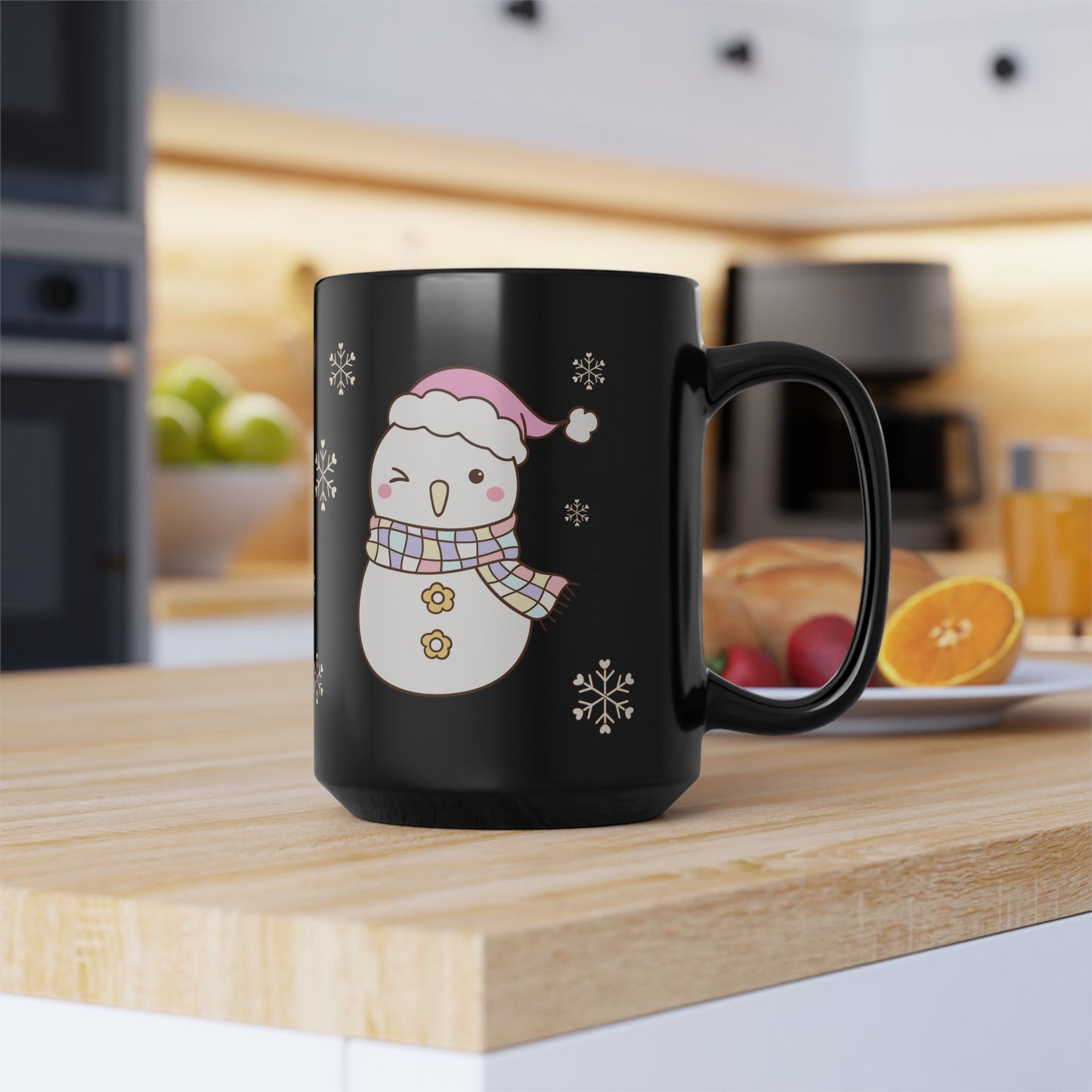 Snowman Christmas Mug, Cute Holiday Drinkware for Winter, Gift for Him/Her, Ceramic Coffee Cup, Snowfall Decoration