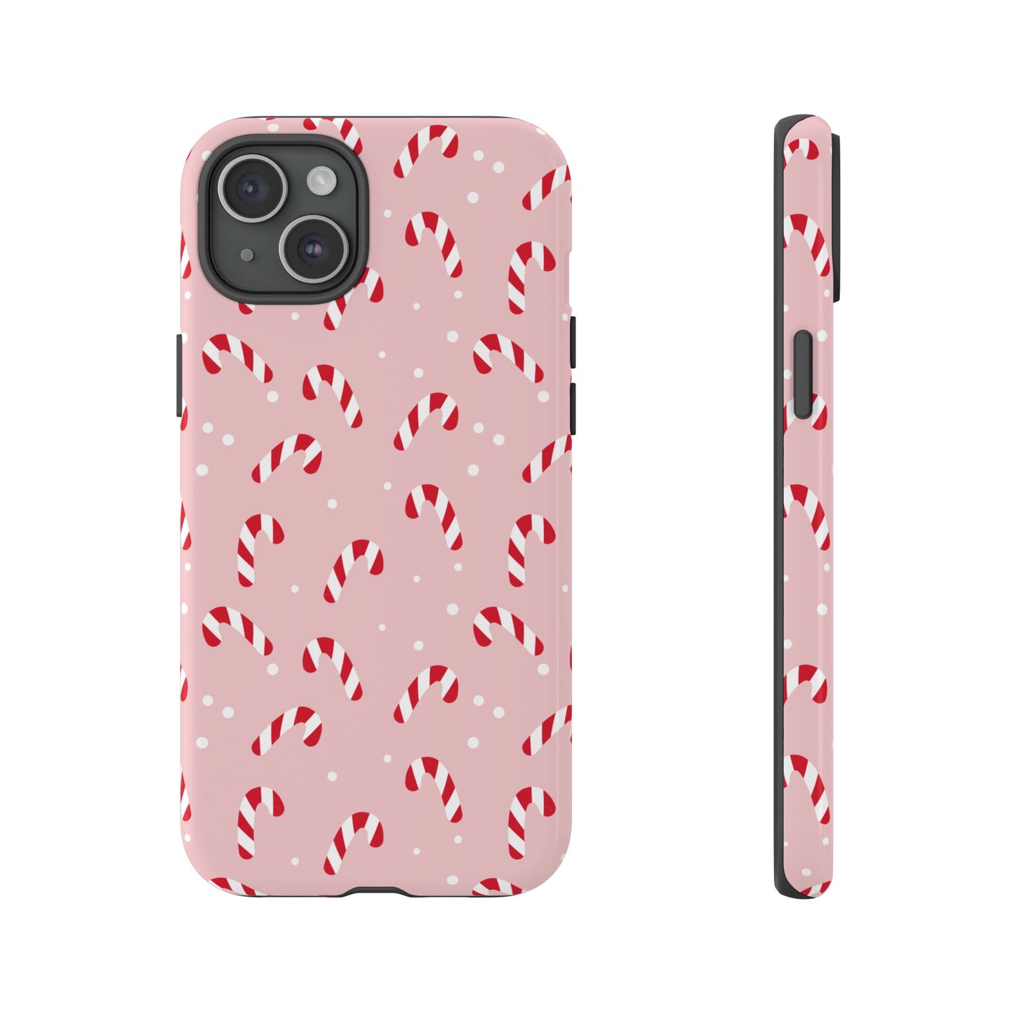 Pink Candy Cane Phone Case, Tough Phone Cover, Christmas Gift, Holiday Decor, Festive Tech Accessory, Cute Cell Phone Case
