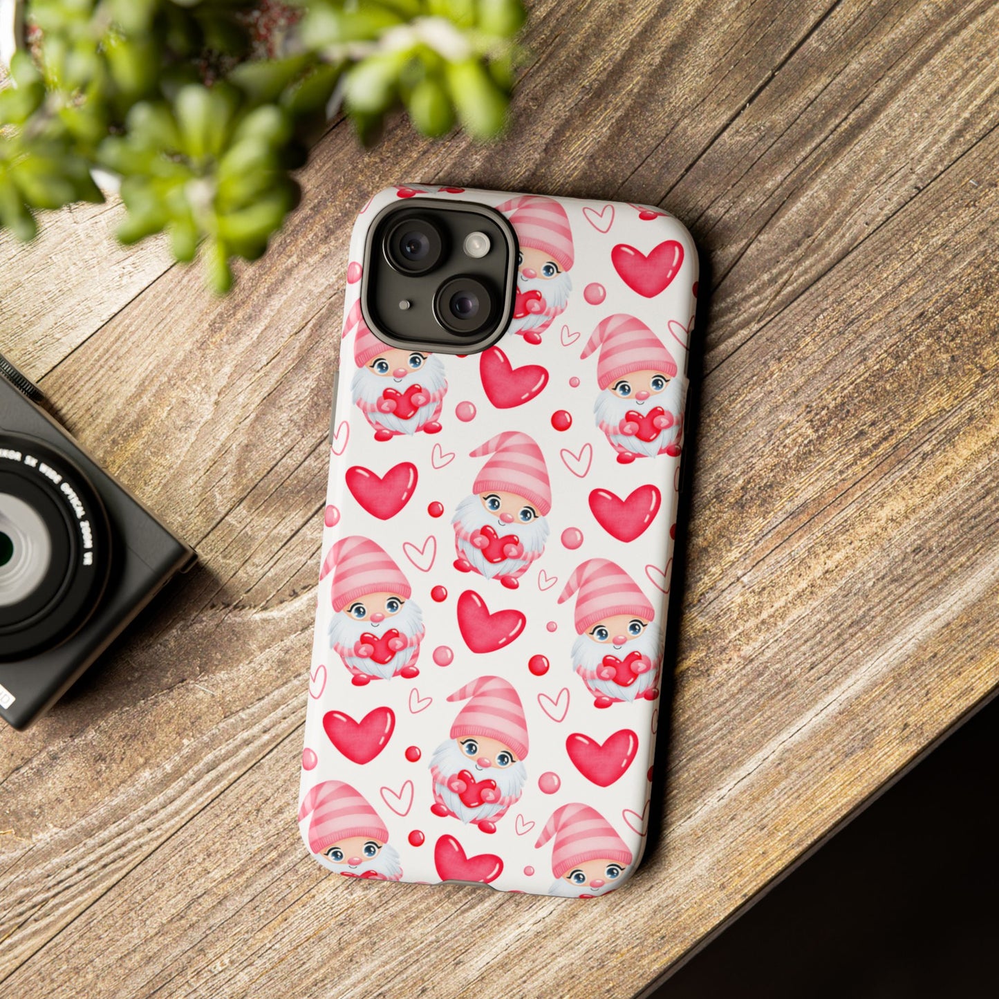 Pink Gnome Heart Phone Case, Festive Gift for Her, Unique Protective Case, Fun Holiday Accessory, Valentine's Day Accessory