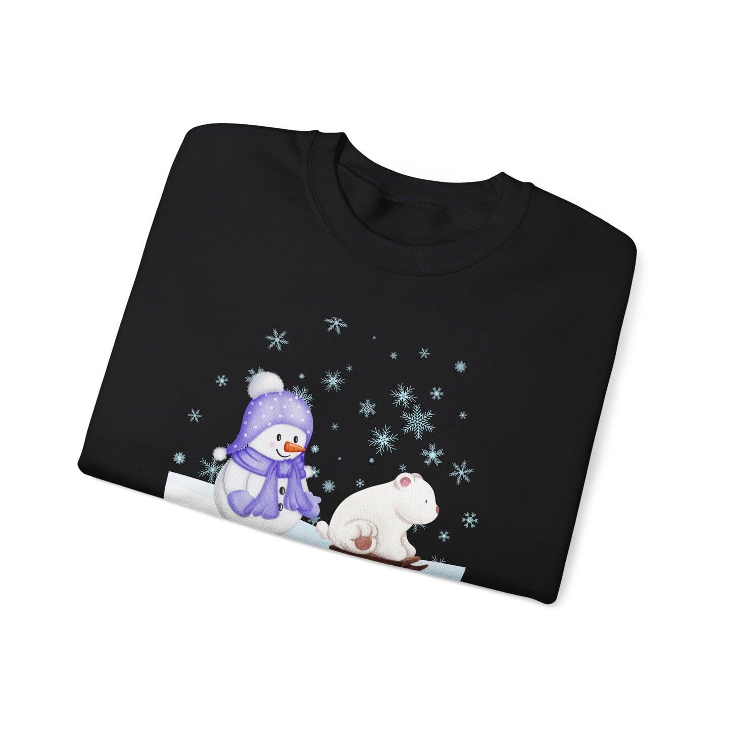 Let It Snow Sweatshirt, Cute Snowman and Polar Bear Winter Scene | Cozy Holiday Crewneck for Christmas an Winter Lovers