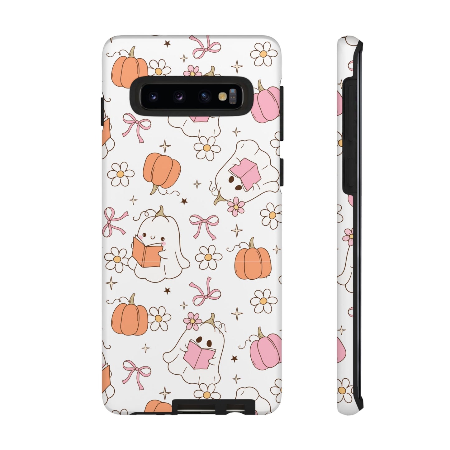 Pink Ghost and Pumpkin Phone Case, Halloween Decor, Girlfriend Gift, Kawaii Phone Cover, Fall Accessories