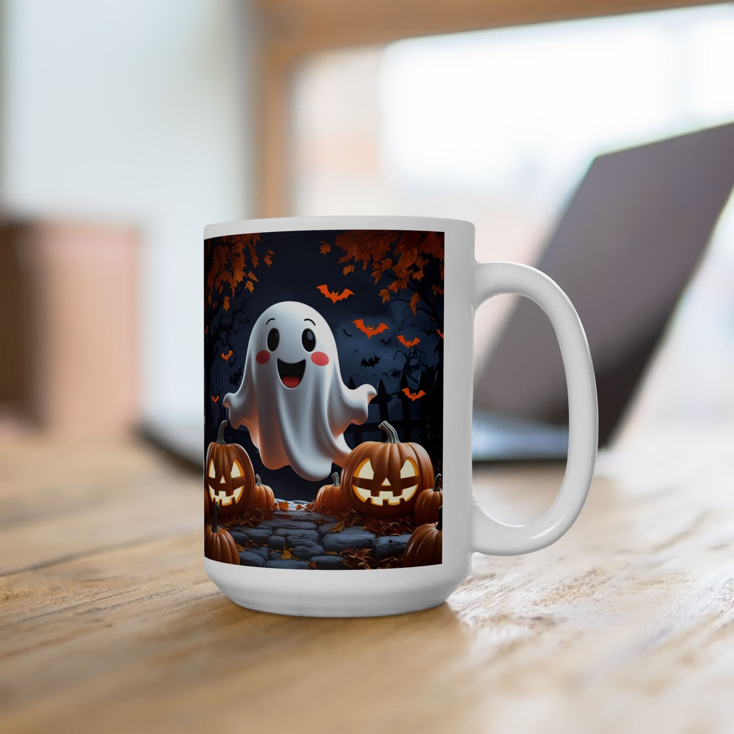Ghostly Ceramic Mug, Halloween Spooky Pumpkins Gift, Cute Cartoon Cup, Tea Coffee Drinkware, Haunted Seasonal Decor, Scary Kitchen