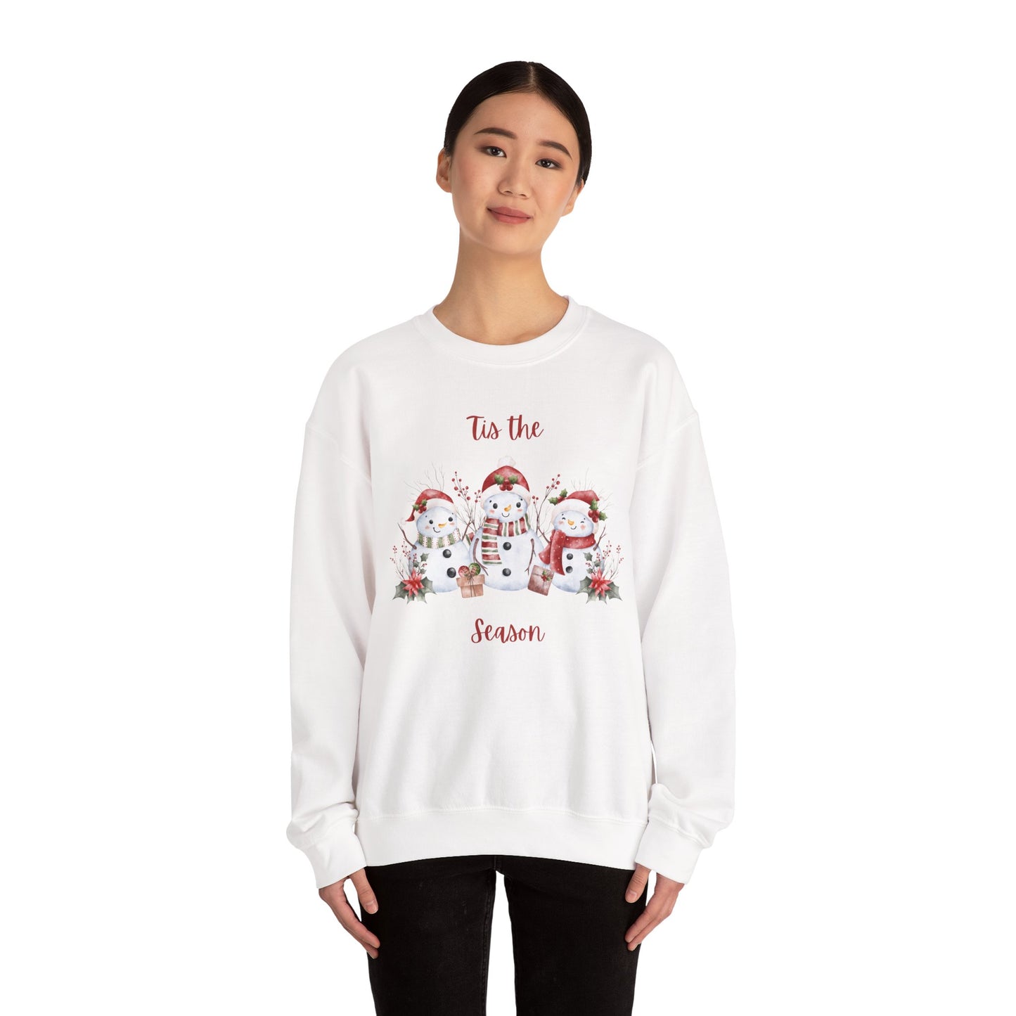 “’Tis the Season” Snowman Sweatshirt – Cozy Unisex Christmas Pullover