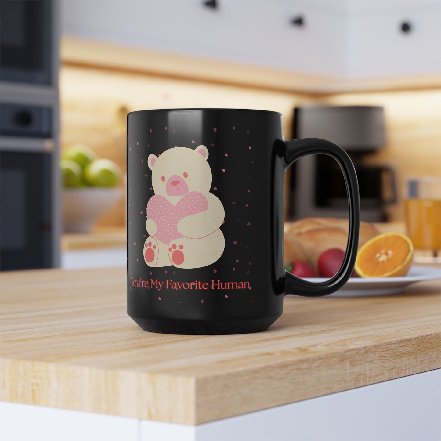 Cute Bear Black Mug - "You're My Favorite Human" - Perfect Gift for Loved Ones