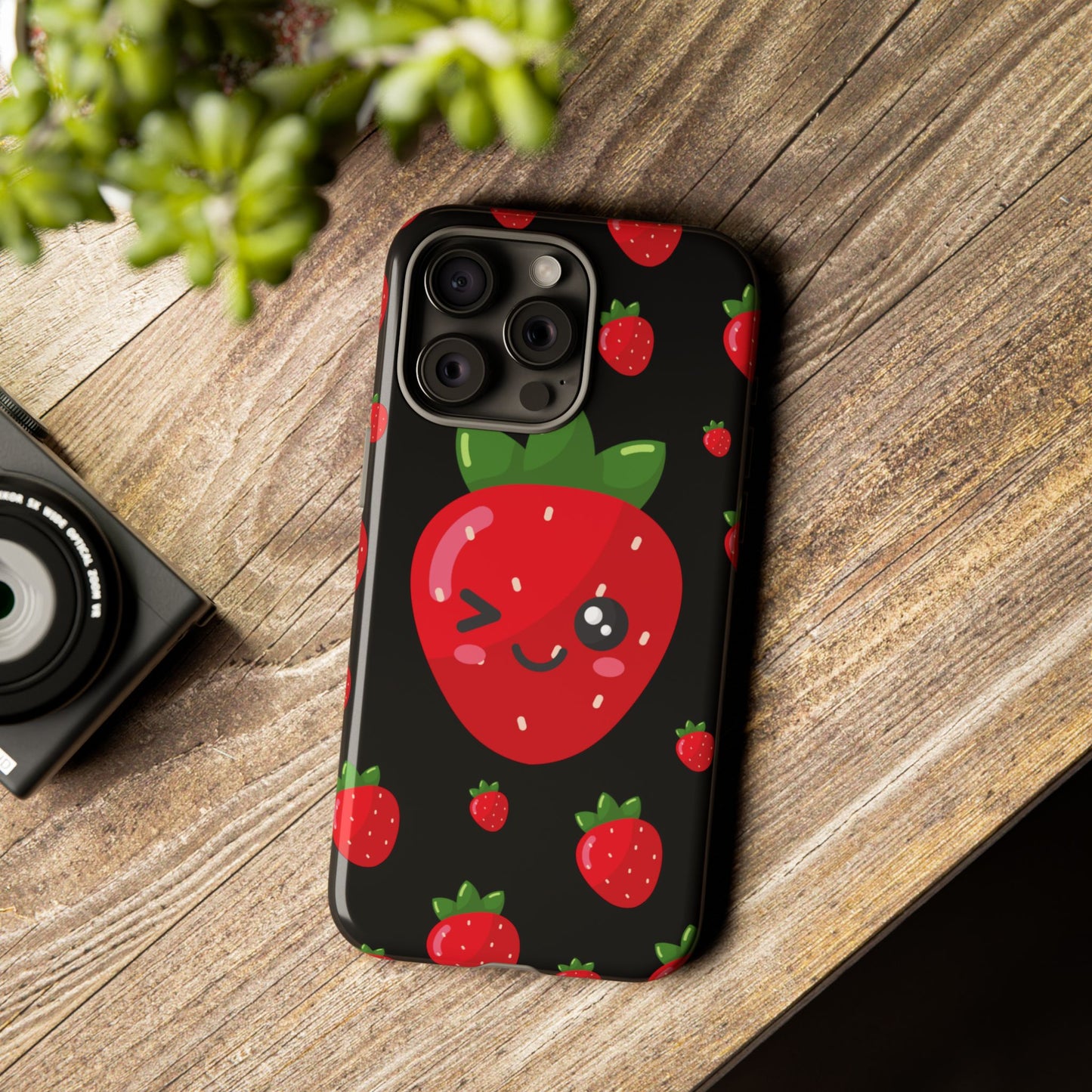 Cute Strawberry Phone Case, Kawaii Phone Cover, Tough Phone Cases, Gift for Teens, Summer Accessories, Cute Fruit Design