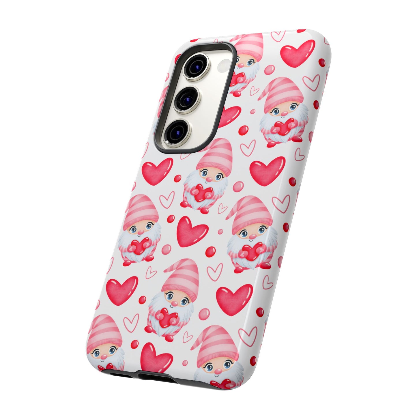 Pink Gnome Heart Phone Case, Festive Gift for Her, Unique Protective Case, Fun Holiday Accessory, Valentine's Day Accessory