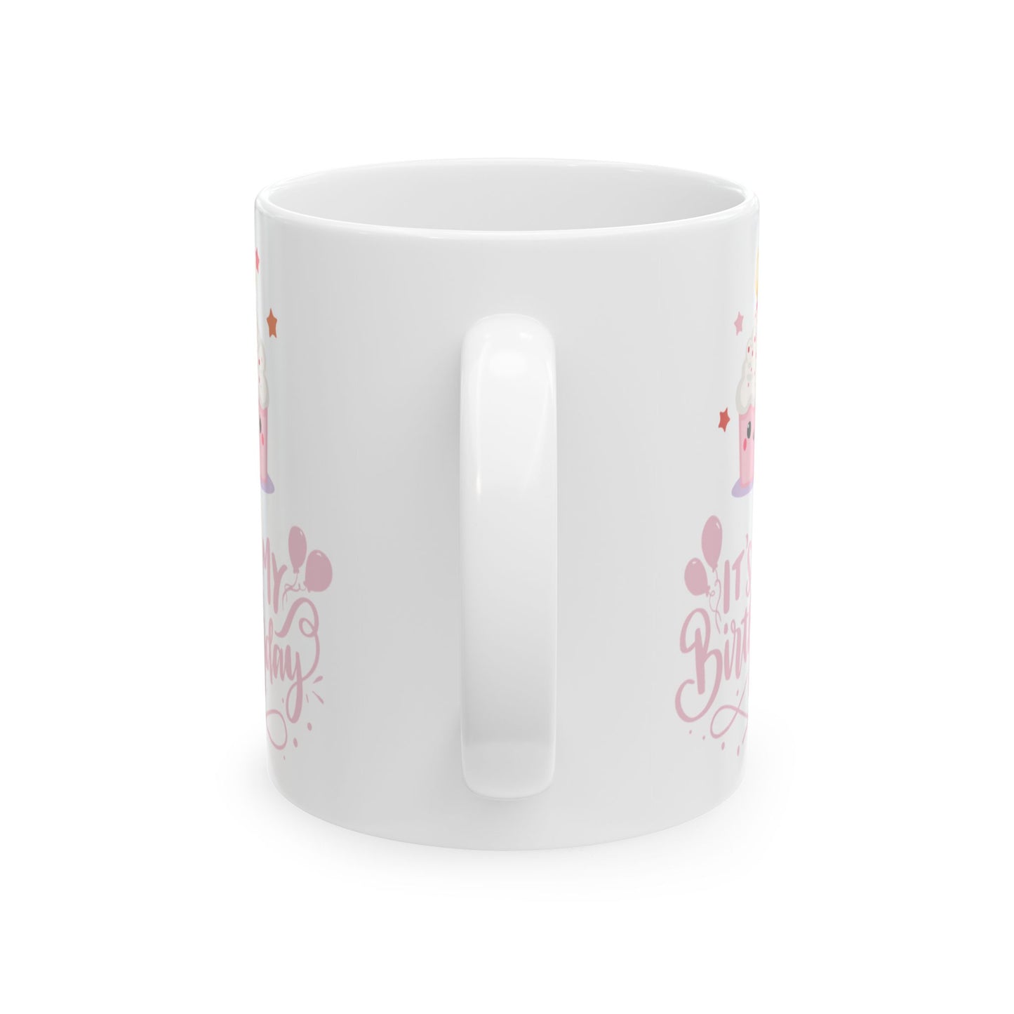 Cute Pink Birthday Mug with Cupcake Design, Perfect Gift for Birthdays, Celebrations, and Parties, Ceramic Coffee Mug