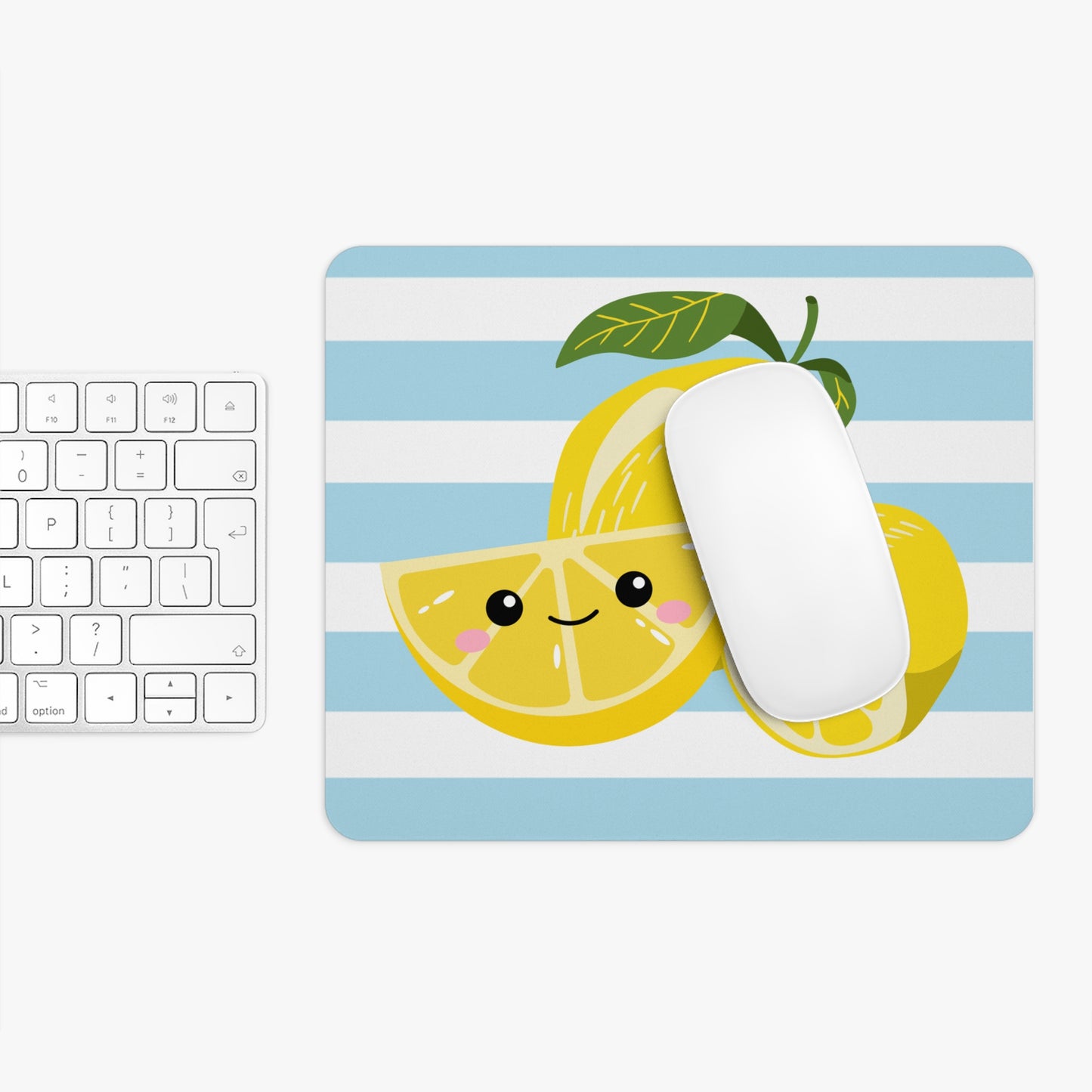 Striped Lemon Mouse Pad, Kawaii Desk Accessory, Office Gift, Fun Home Decor, Summer Vibes