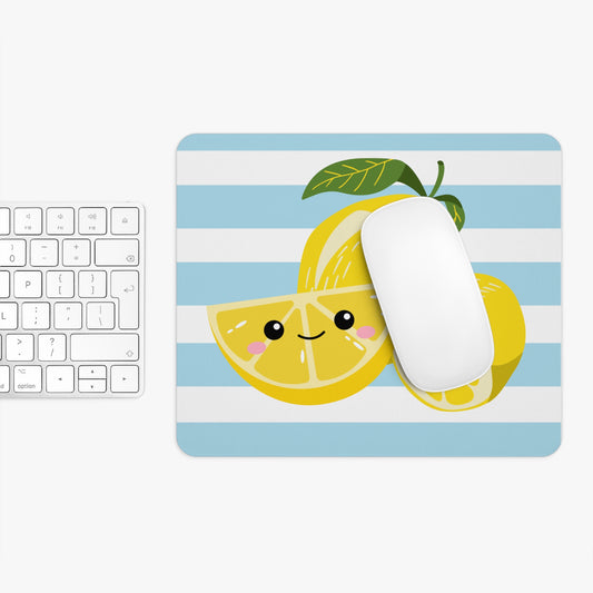 Striped Lemon Mouse Pad, Kawaii Desk Accessory, Office Gift, Fun Home Decor, Summer Vibes