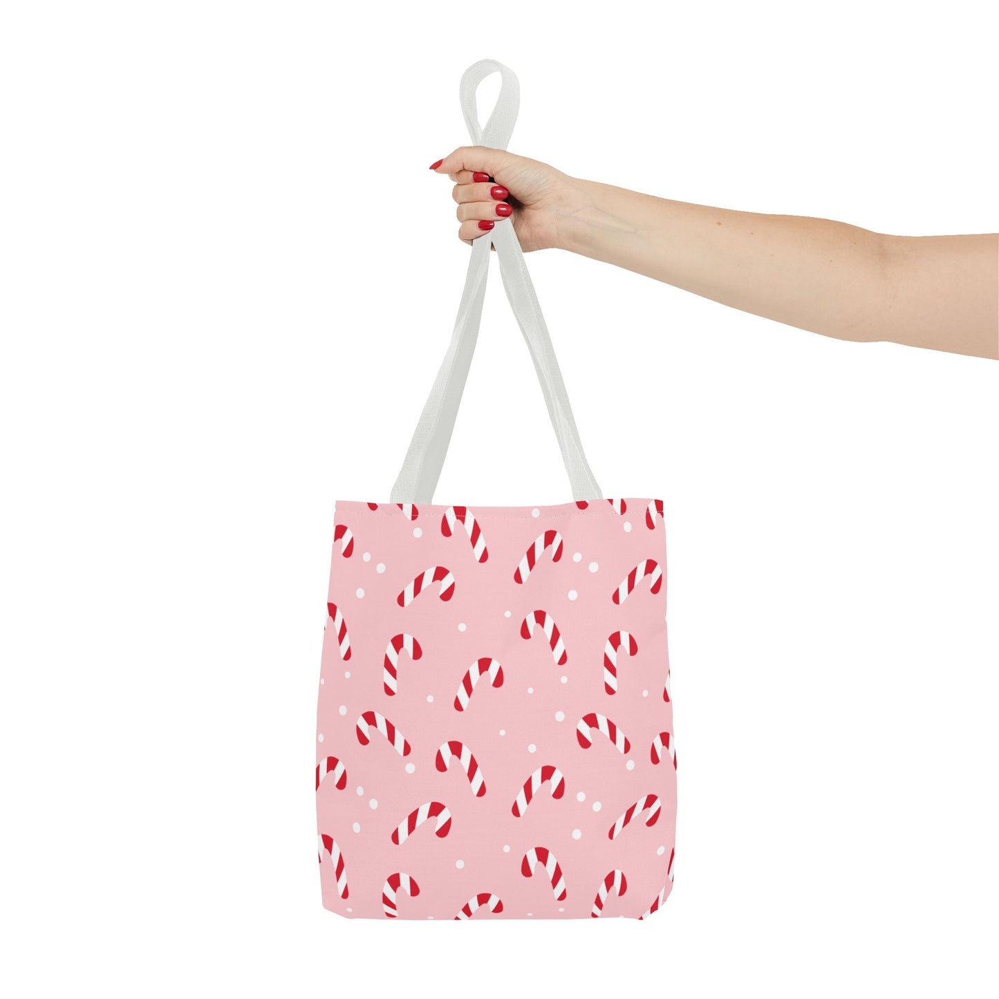 Candy Cane Christmas Tote Bag – Pink Holiday Reusable Shopper 🎁