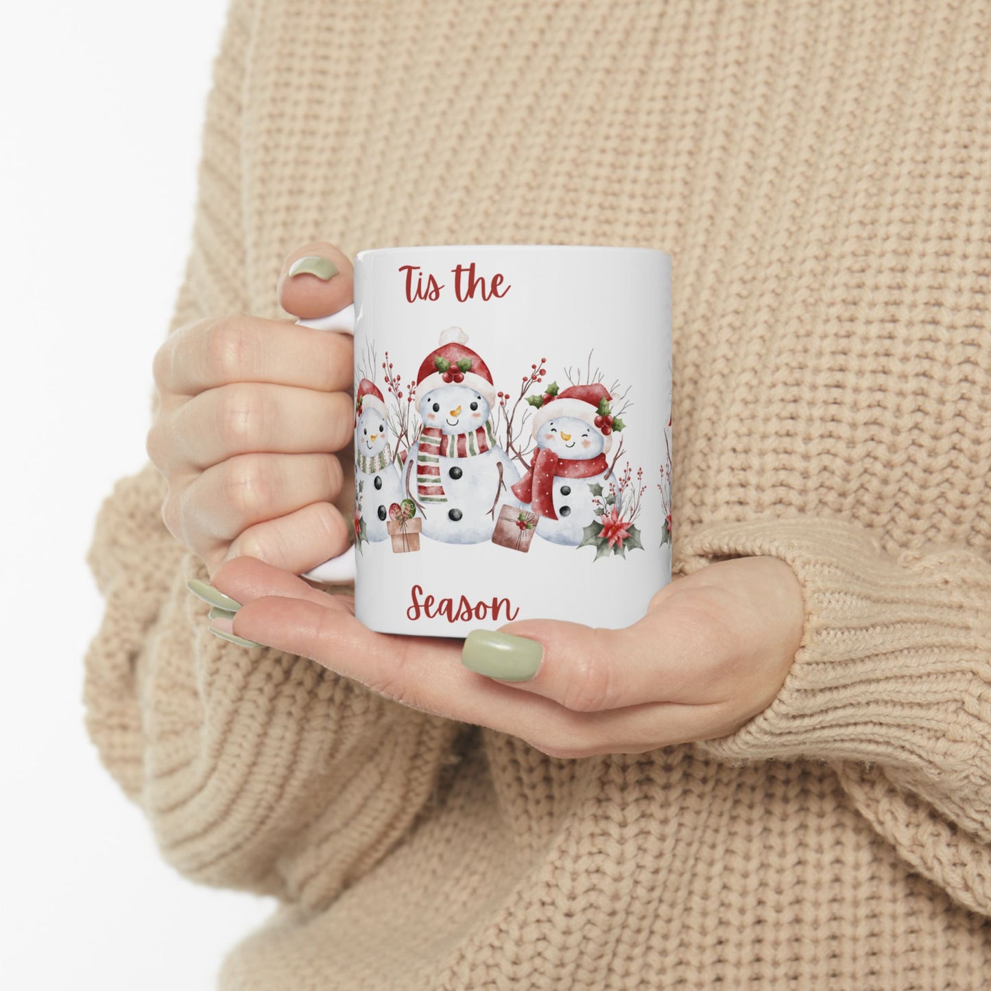 “’Tis the Season” Snowman Mug – Festive Christmas Coffee Cup (11oz & 15oz)