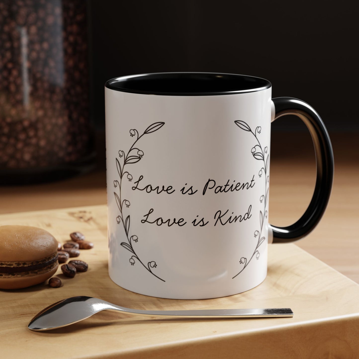 Love is Patient Accent Coffee Mug - Inspirational Drinkware, Gift for Coffee Lovers, Motivational Mug for Home & Office