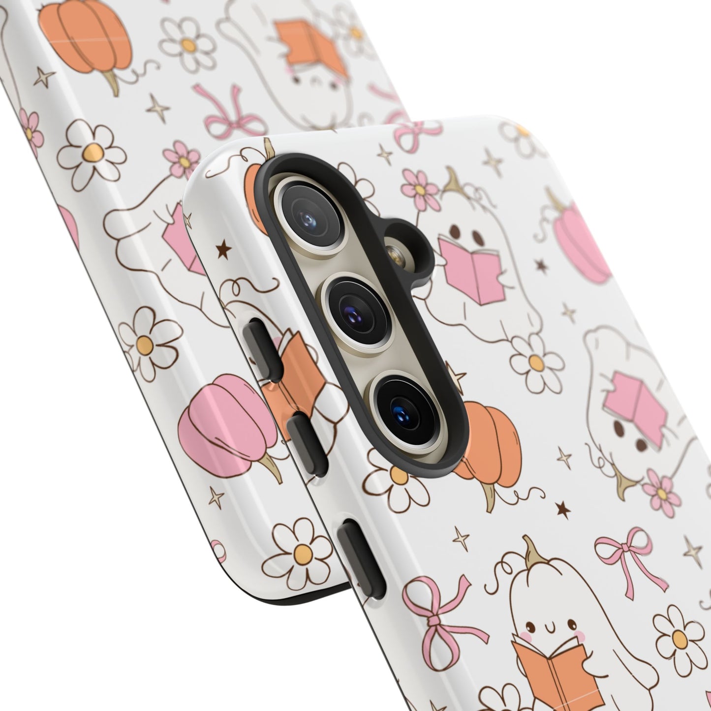 Pink Ghost and Pumpkin Phone Case, Halloween Decor, Girlfriend Gift, Kawaii Phone Cover, Fall Accessories