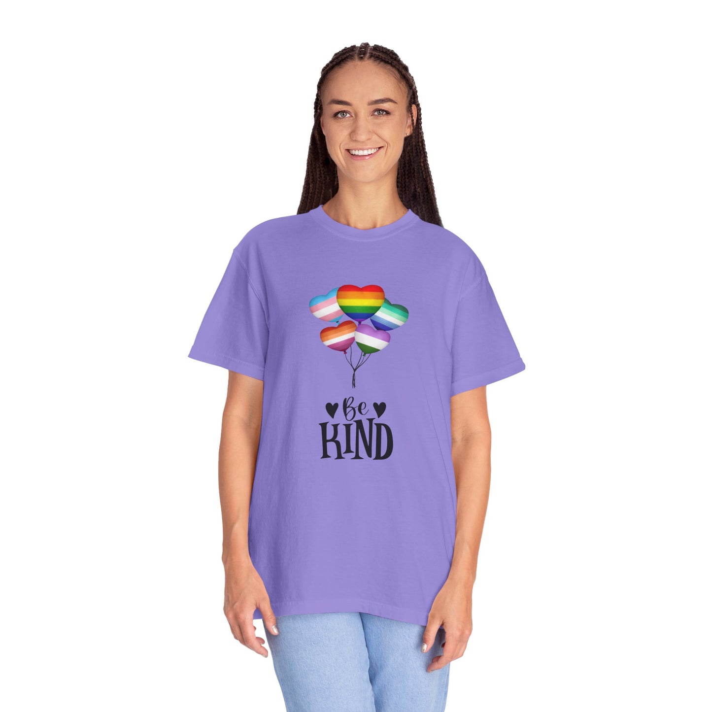 Comfort Colors Be Kind Balloon T-Shirt, Unisex Rainbow Shirt, Positive Vibes Tee, LGBTQ+ Pride Gift, Everyday Casual Wear