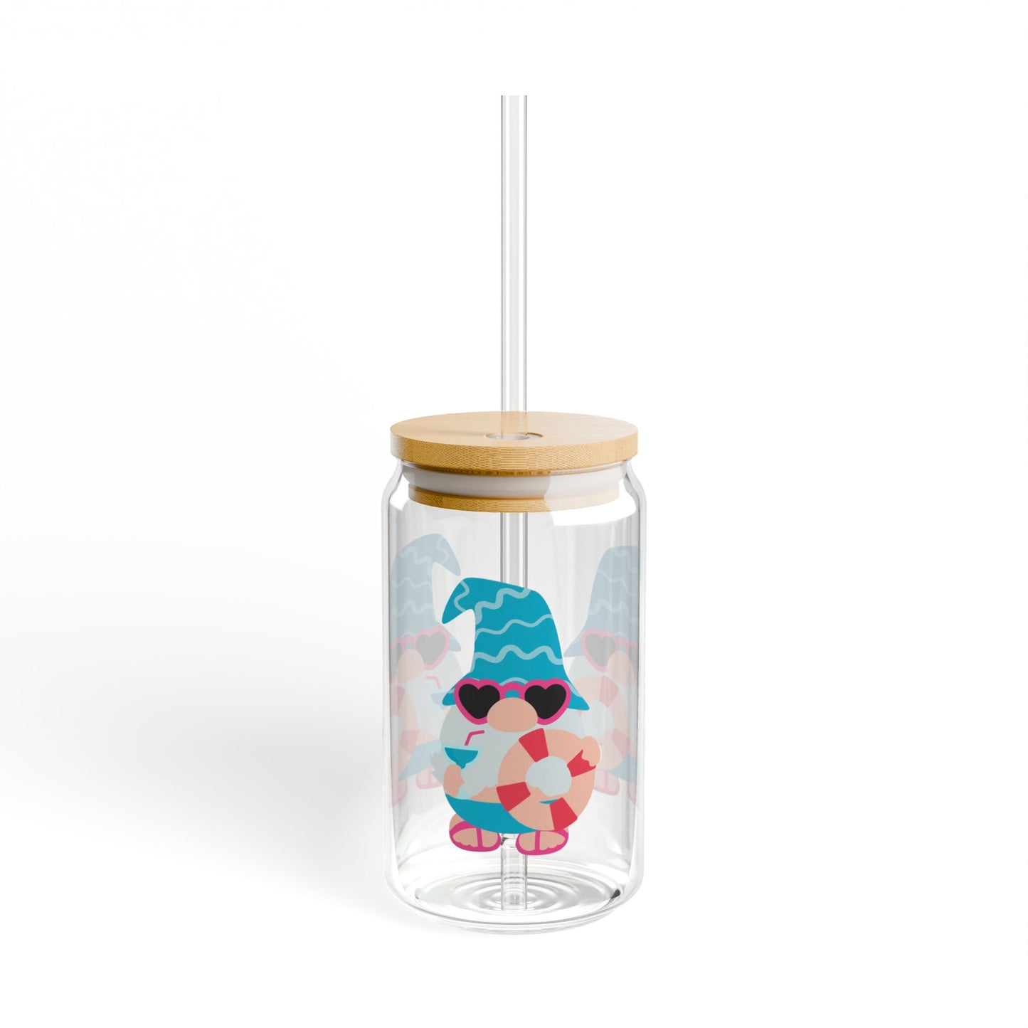 Beach Gnome Sipper Glass - 16oz, Ocean Vibes Drinkware, Fun Beach Accessory, Perfect for Parties, Gifts & BBQs, Sipper Cup with Straw