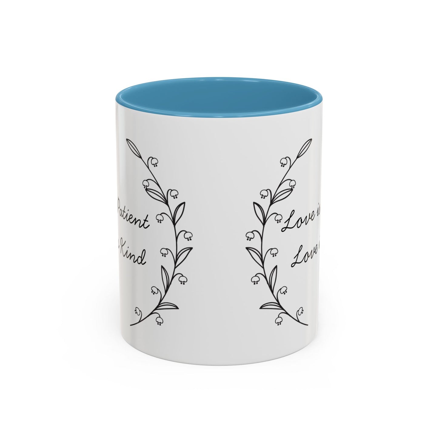 Love is Patient Accent Coffee Mug - Inspirational Drinkware, Gift for Coffee Lovers, Motivational Mug for Home & Office
