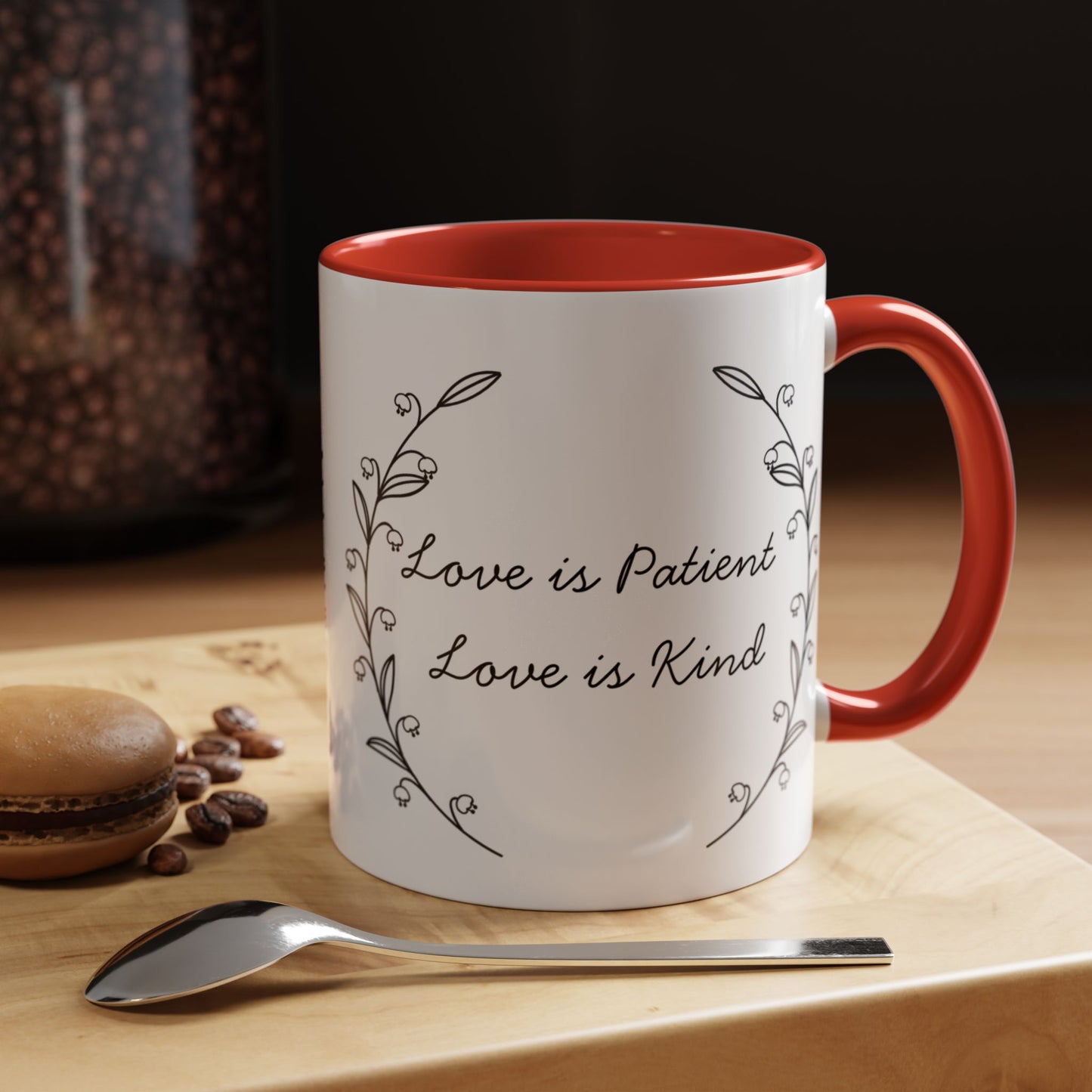 Love is Patient Accent Coffee Mug - Inspirational Drinkware, Gift for Coffee Lovers, Motivational Mug for Home & Office