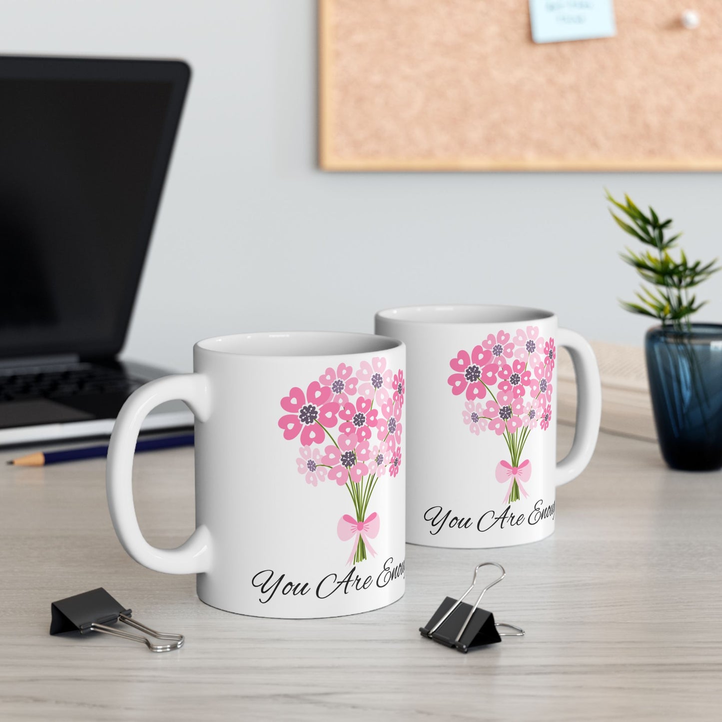 “You Are Enough” Floral Affirmation Mug – 11oz & 15oz – Daily Self-Love Gift