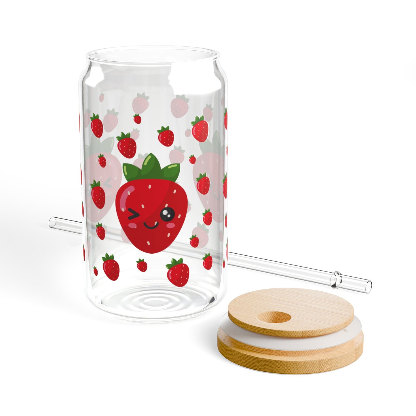 Cute Strawberry Sipper Glass, 16oz - Perfect for Summer Parties, Eco-Friendly Drinkware, Gifts for Fruit Lovers, Beach Picnic