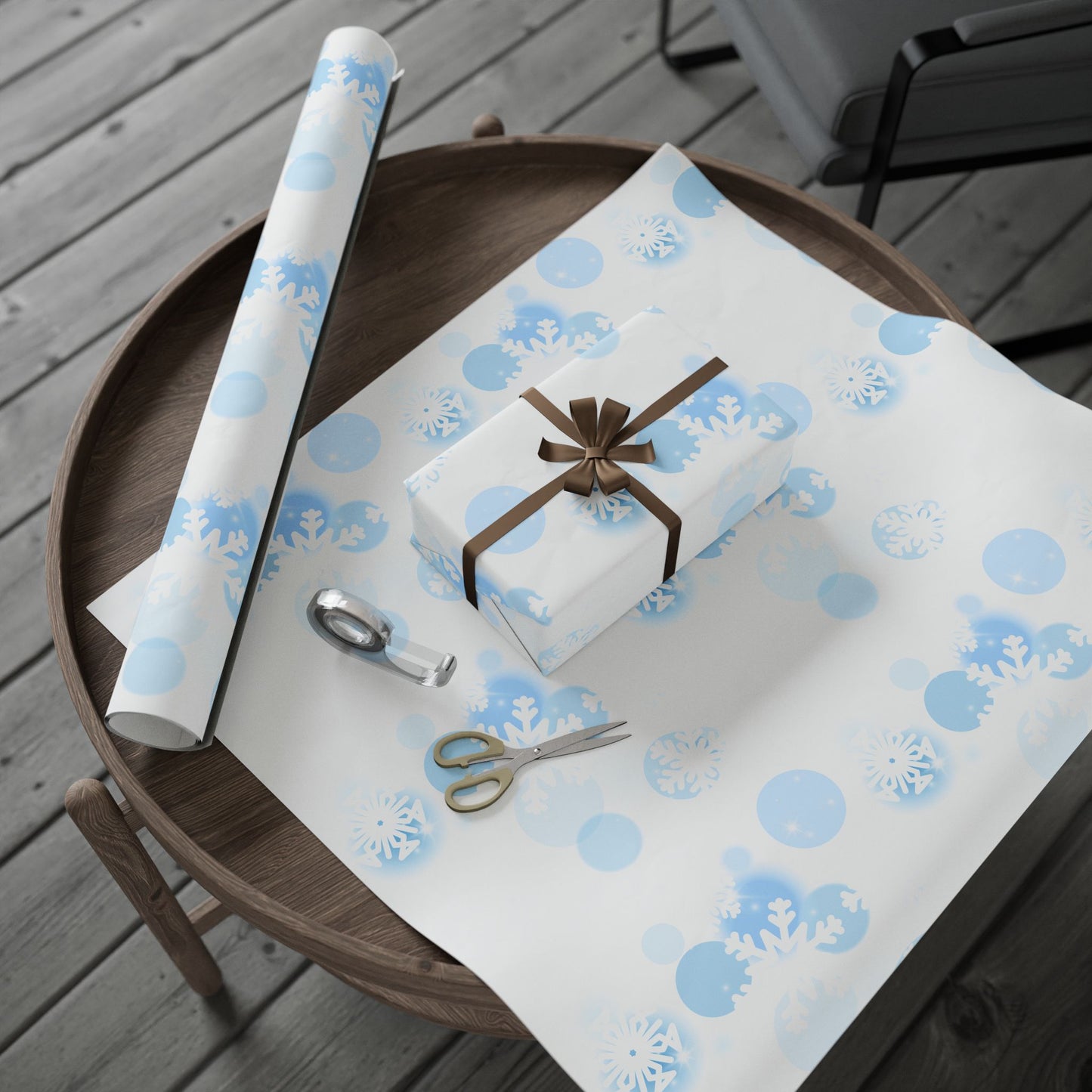 Blue Snowflake Winter Wrapping Paper | Cozy Holiday Gift Wrap
