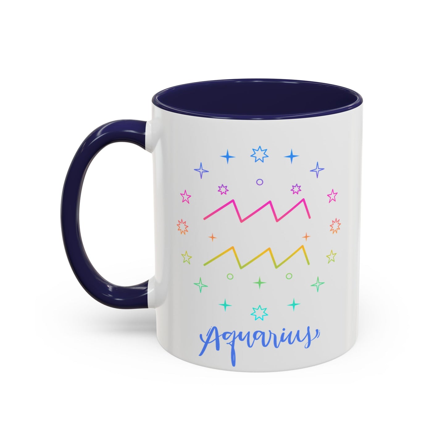 Aquarius Accent Coffee Mug - Colorful Zodiac Mug, Astrology Gift, Horoscope Coffee Cup, Birthday Present, Personalized Mug