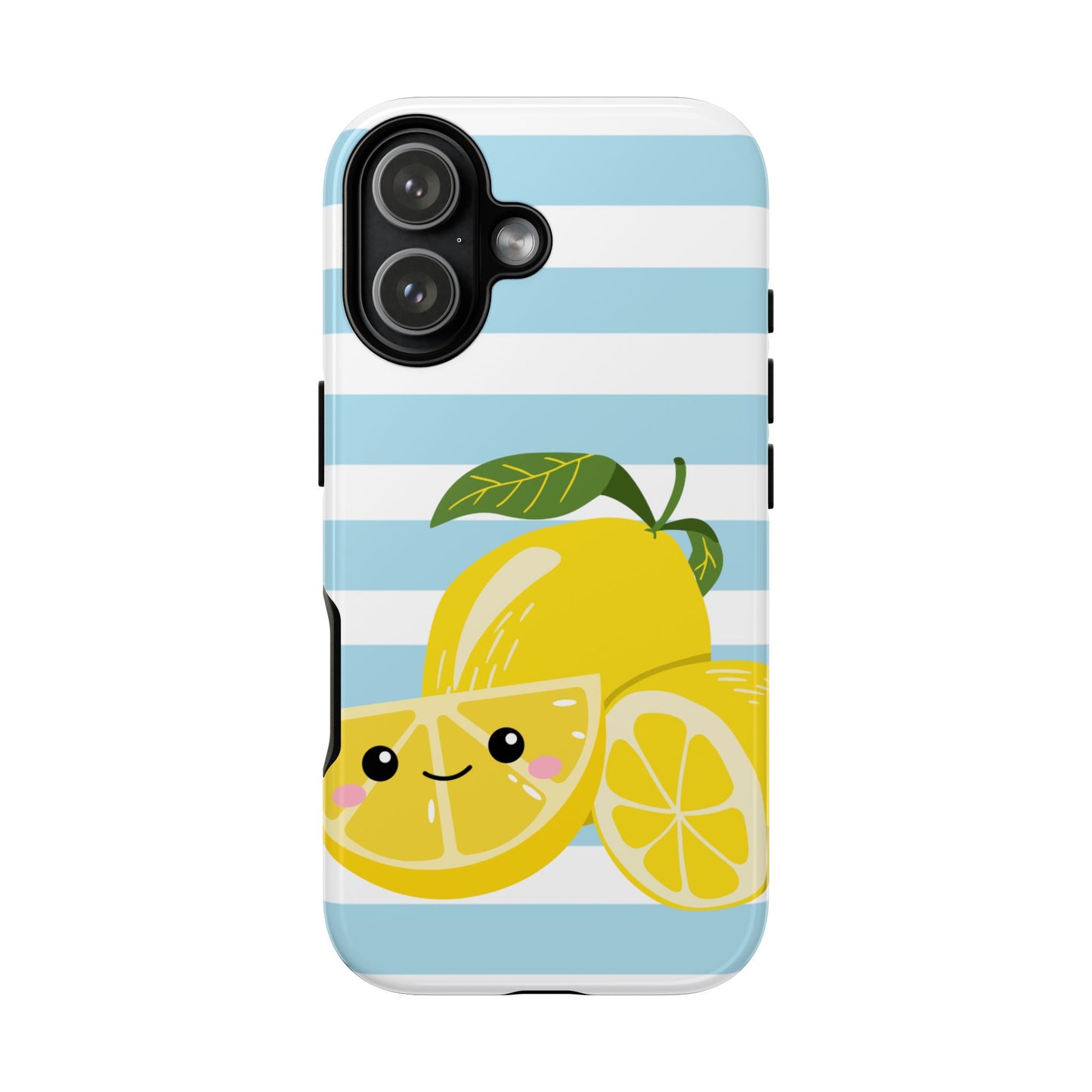 Striped Lemon Phone Case - Tough Cases, Fruit Design, Fun iPhone Cover, Summer Accessories, Bright Phone Protection