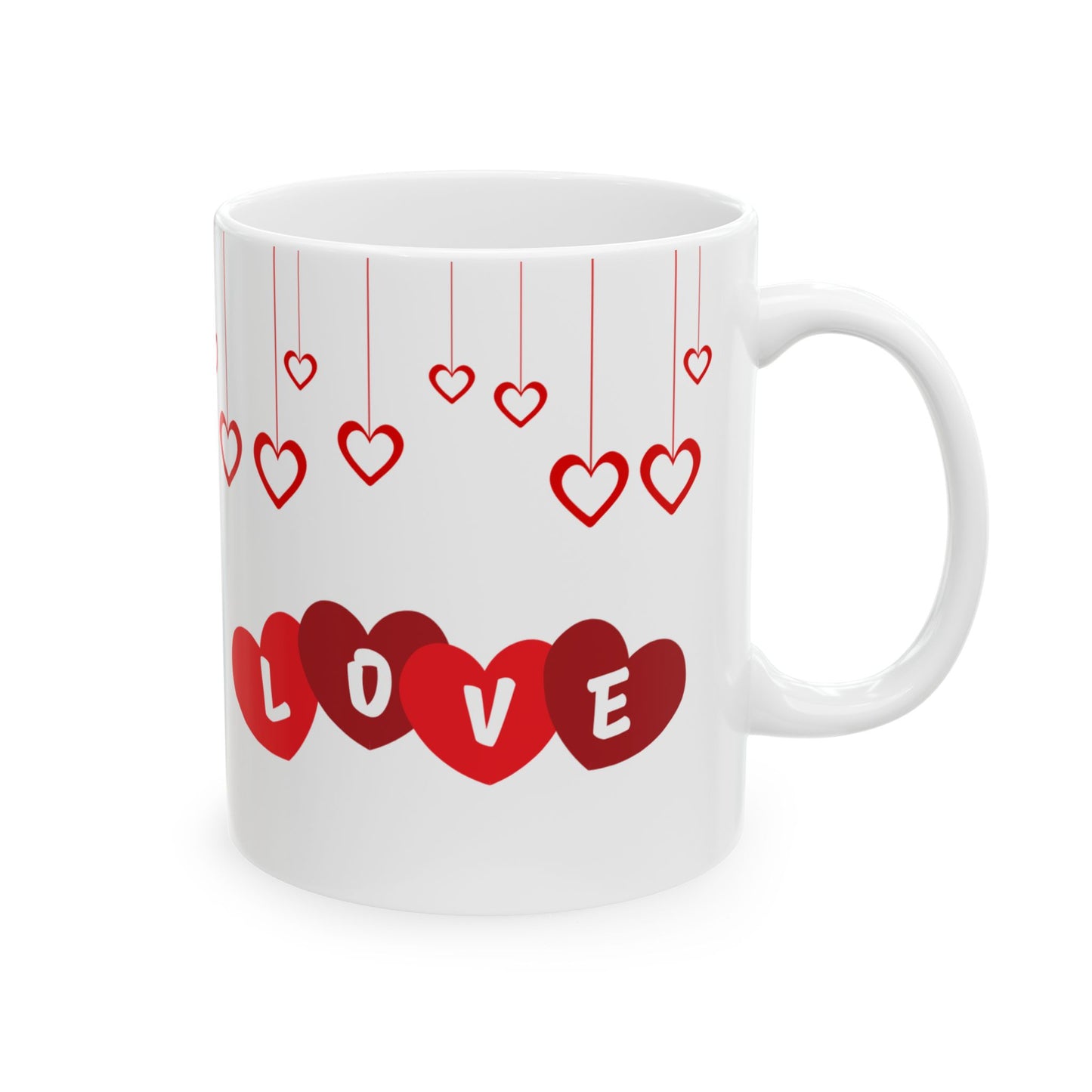 Valentine's Day Ceramic Mug, Love Hearts Gift for Partner, 11oz 15oz Coffee Cup, Romantic Tea Mug, Anniversary Gift for Him Her, Valentine's
