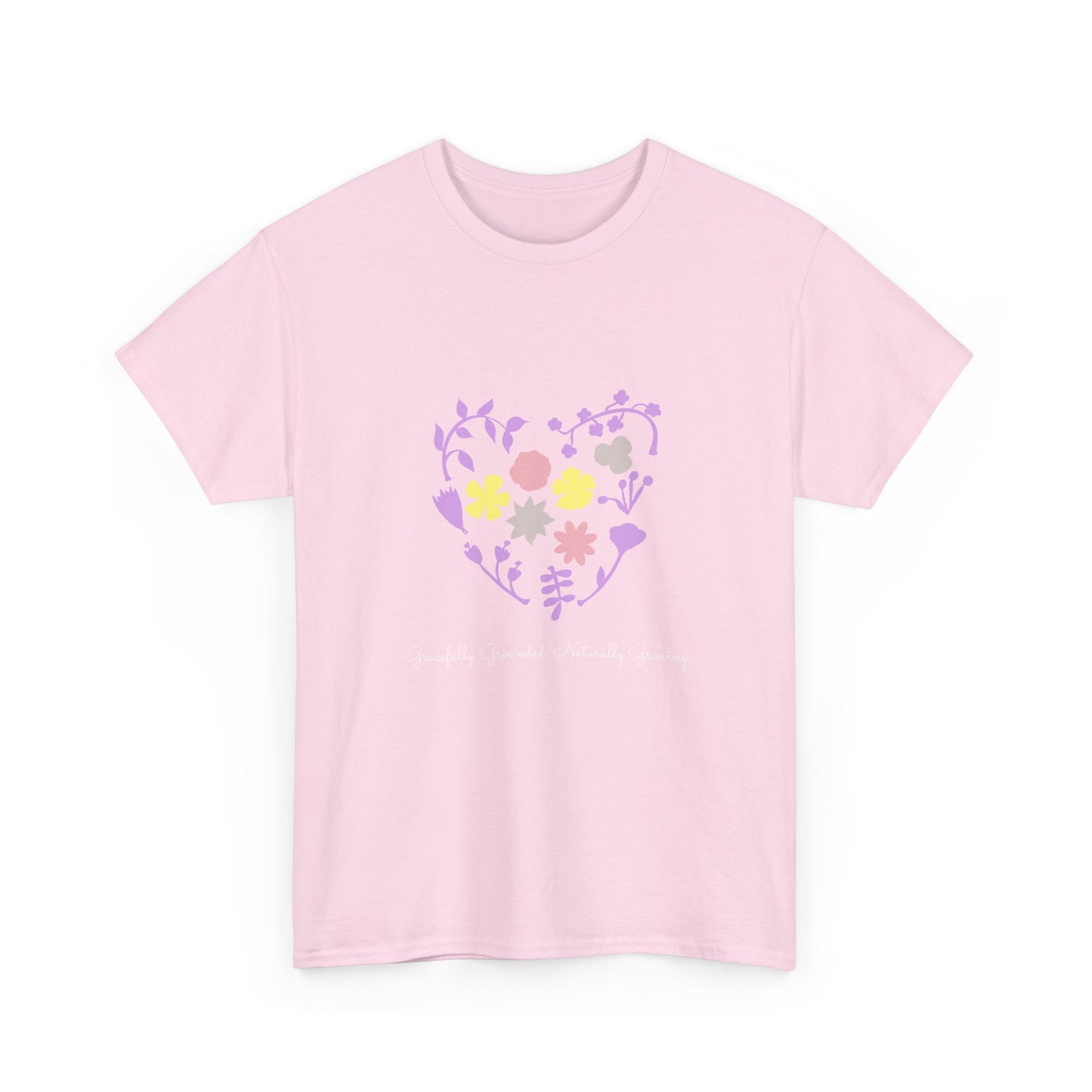 Gracefully Grounded Short Sleeve Tee, Floral Heart Inspirational T-Shirt
