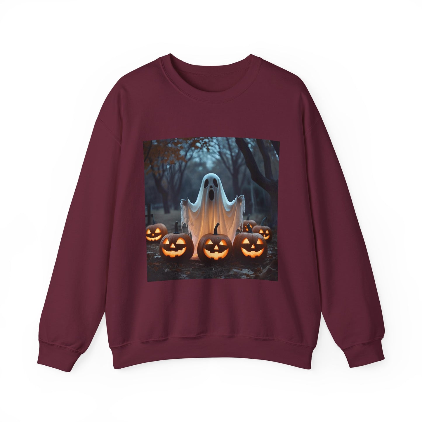 Halloween Spooky Crewneck Sweatshirt, Haunted Ghost Pumpkins Shirt, Unisex Halloween Apparel, Scary Sweatshirt, Fall Fashion