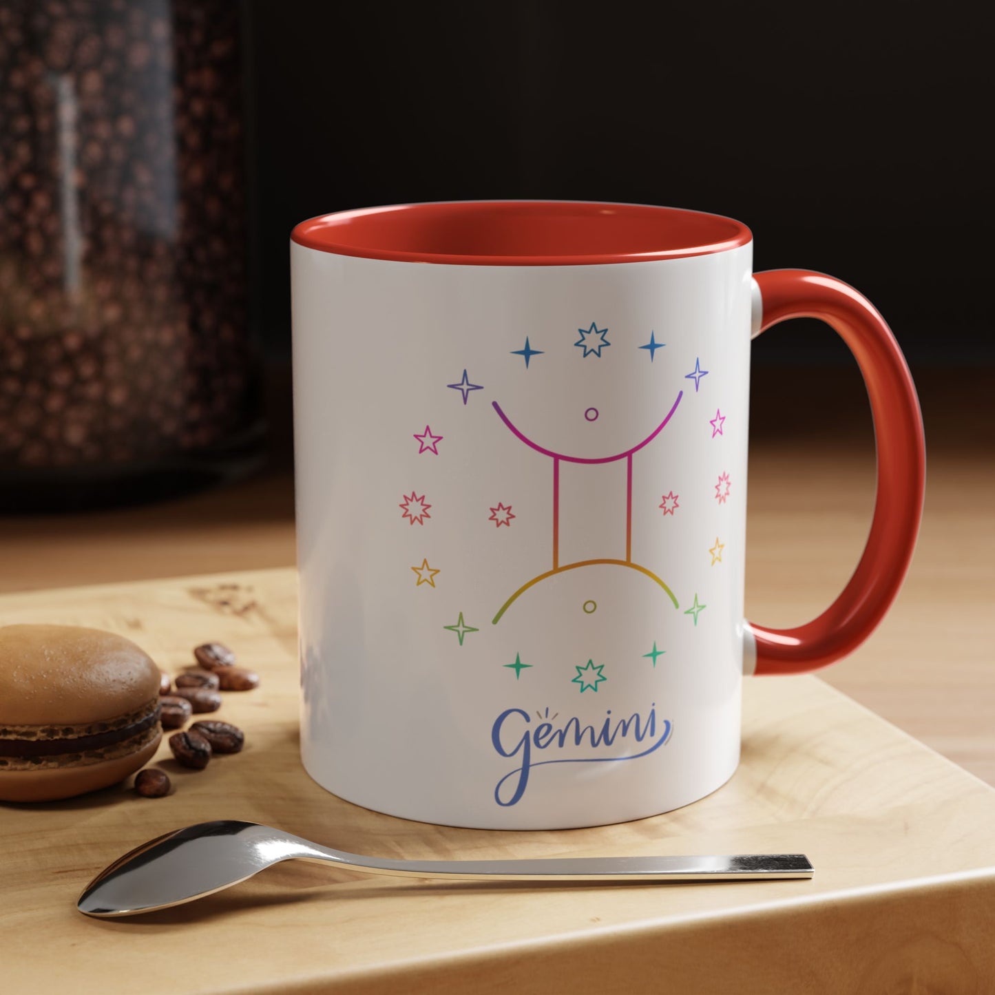 Gemini Starry Accent Coffee Mug - Colorful Horoscope Gift, Astrology Mug, Zodiac Lover Cup, Unique Birthday Present, Celestial Drinkware