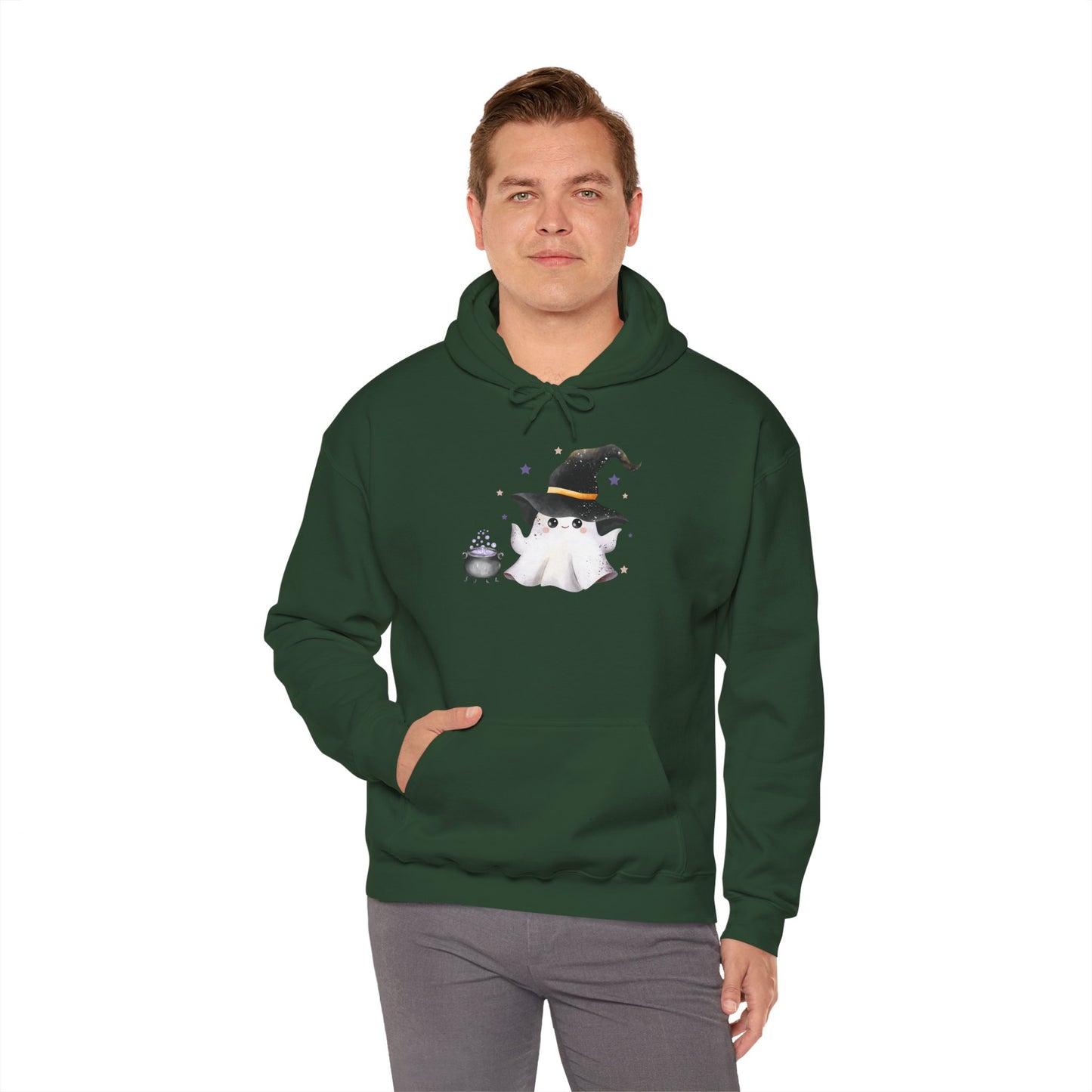Cute Ghost Witch Halloween Sweatshirt, Cozy Hooded Sweatshirt, Spooky Fall Apparel, Unisex Halloween Clothing, Holiday Gift