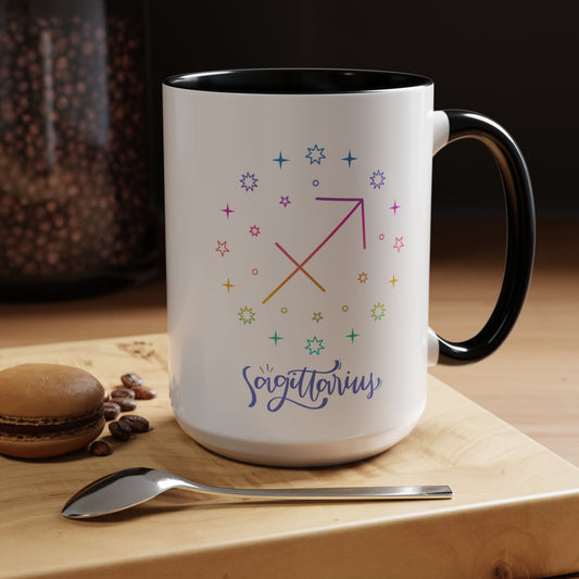 Colorful Sagittarius Coffee Mug, Zodiac Mug, Astrology Gift, Personalized Coffee Cup, Horoscope Mug, Unique Coffee Lover Gift
