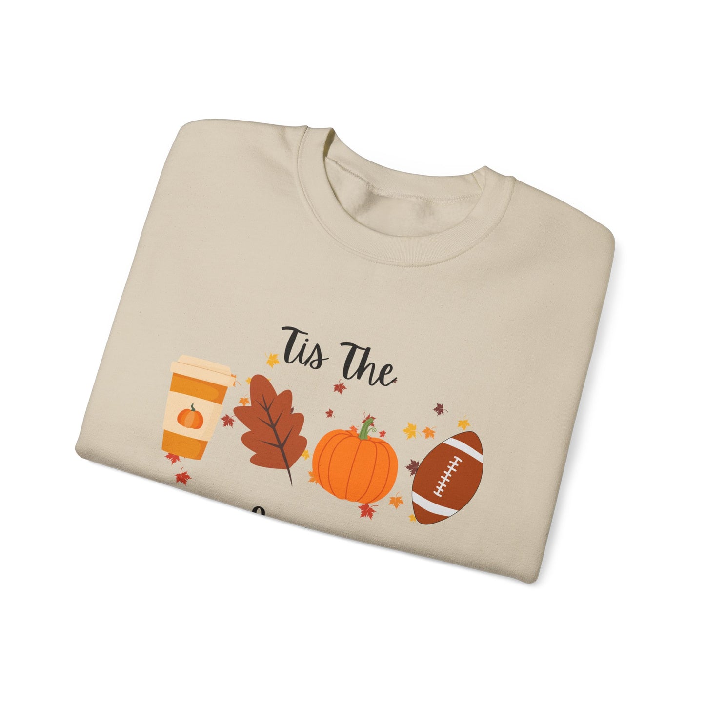 Tis The Season Fall-Themed Crewneck Sweatshirt, Cozy Autumn Apparel, Gift for Thanksgiving, Seasonal Wear, Cute Sweatshirt for Friends
