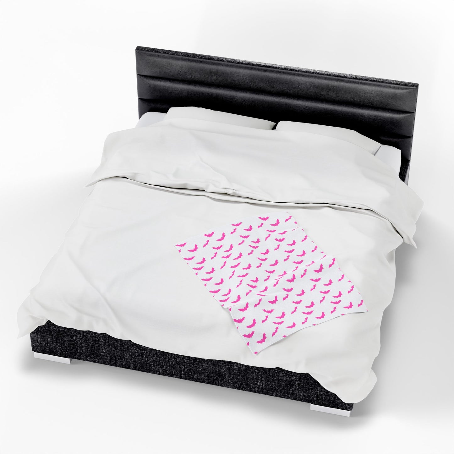 Pink Bat Blanket, White Plush Throw Blanket, Cute Halloween Blanket, Cozy Soft Bat Decor Gift