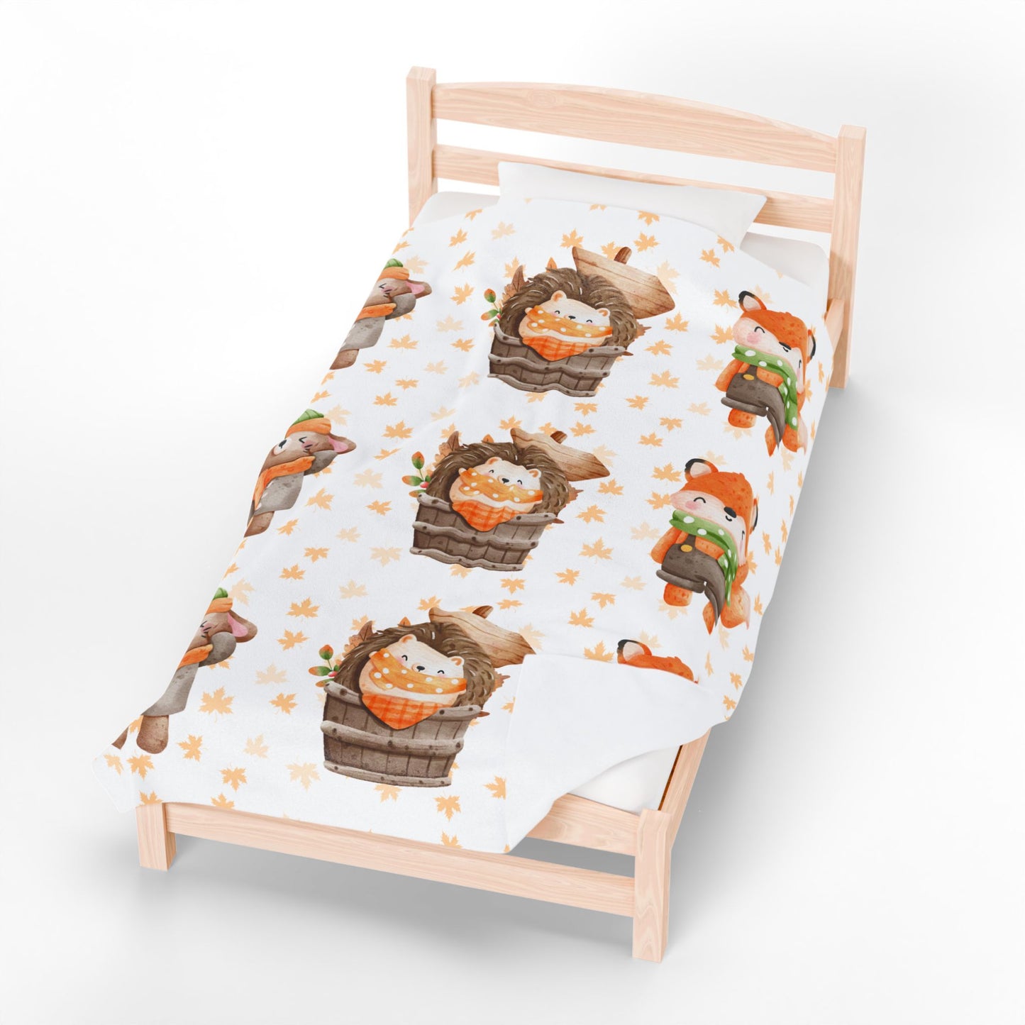 Cozy Woodland Animals Velveteen Plush Blanket | Cute Forest Creatures, Warm Throw for Kids, Nursery Décor, Fall Gift