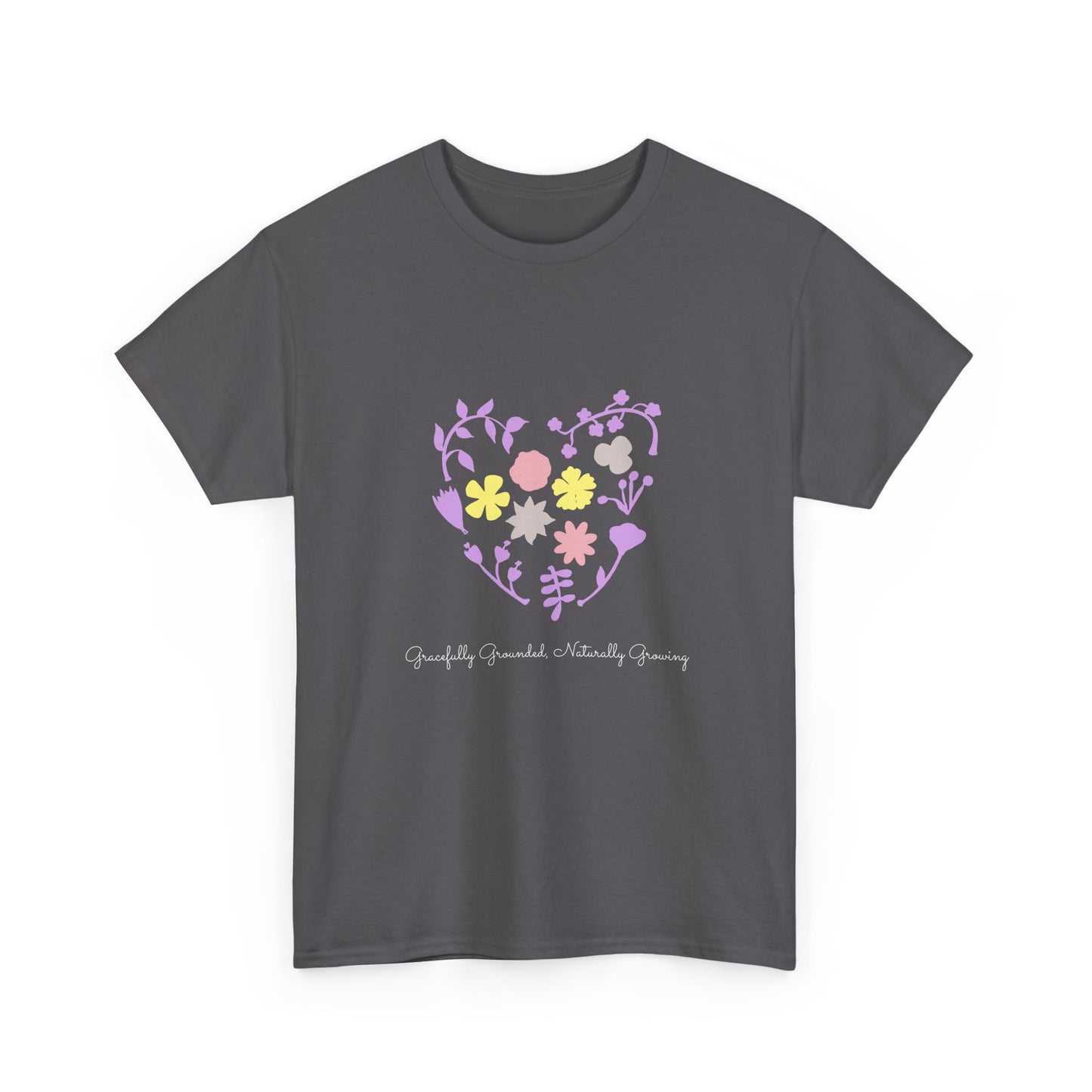 Gracefully Grounded Short Sleeve Tee, Floral Heart Inspirational T-Shirt