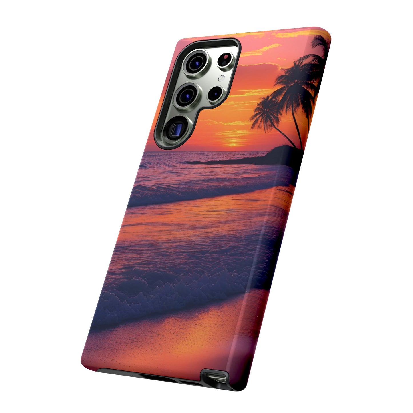 Palm Beach Sunset Design, Beach Lovers Gift, Relaxing Phone Cover, Tropical Hard Case, Protective Shell, Summer Vibes