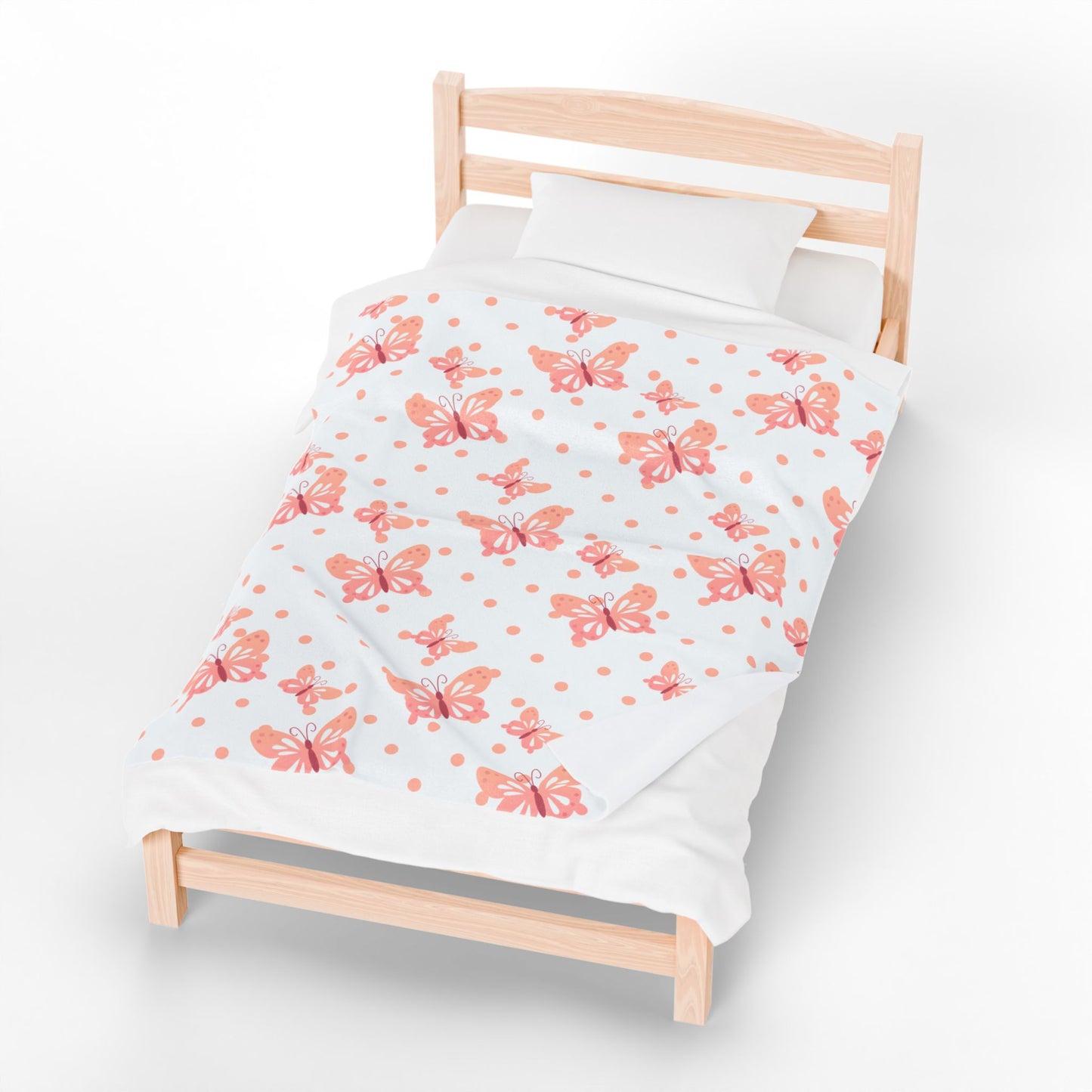 Peach Butterfly Throw Blanket – Cozy Polka Dot Design for Home or Gift
